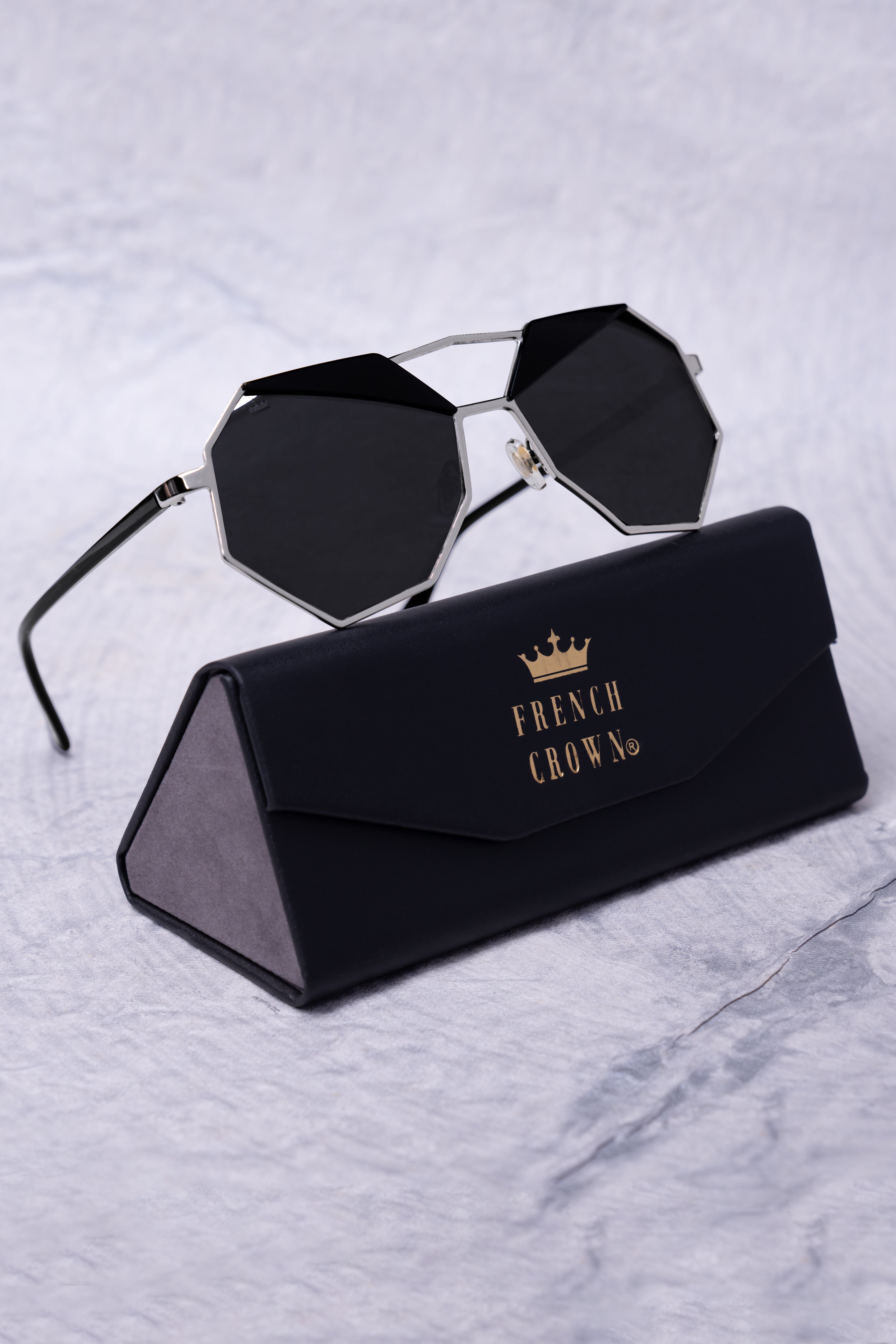 Pewter Gray French Crown Oversized Unisex Sunglasses