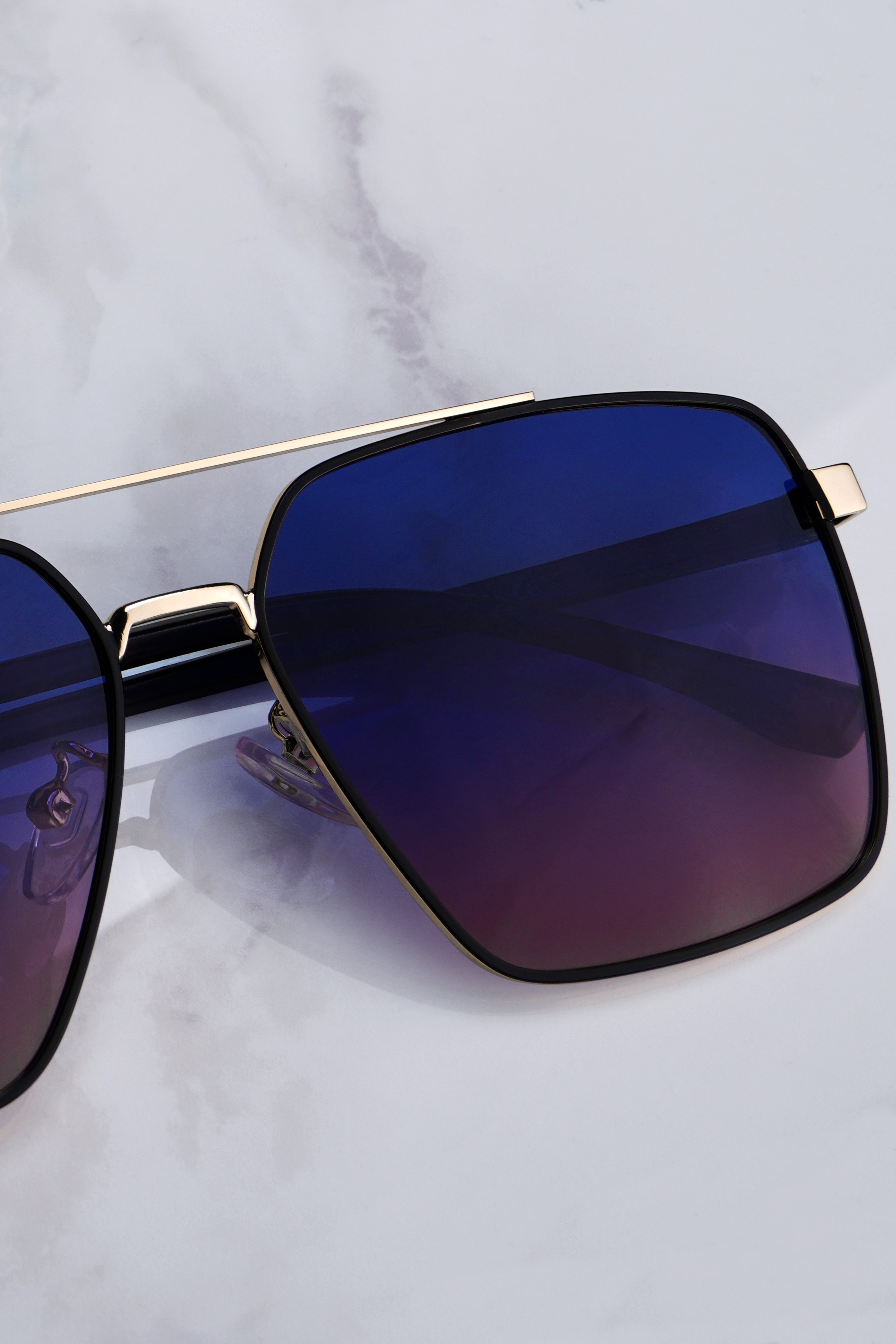 Fiorvio-Violet Mirage Blue French Crown Aviator Unisex Sunglasses