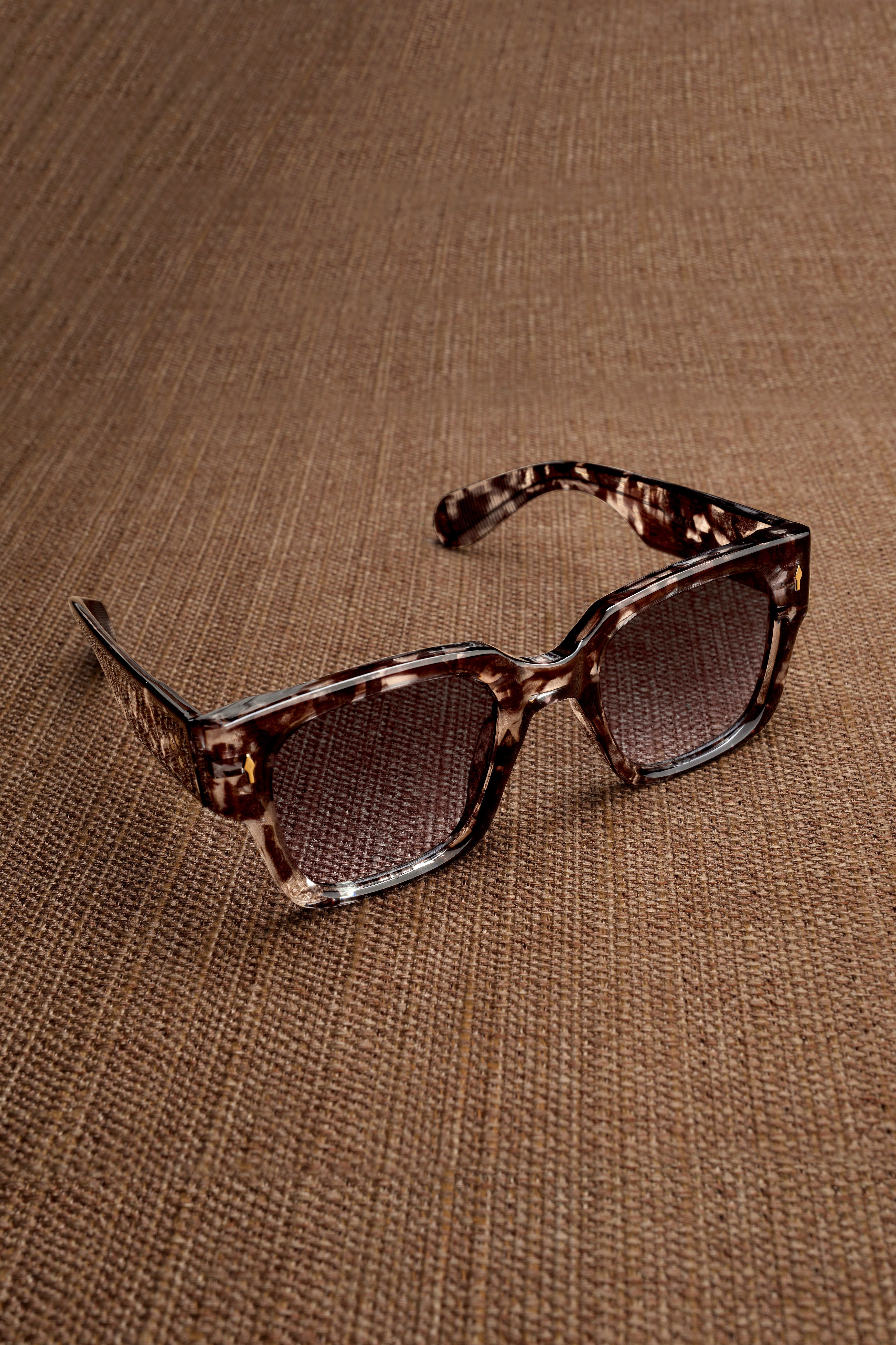 Stoneva-Smoky Marble Blue Granite French Crown Full Rim Unisex Sunglasses