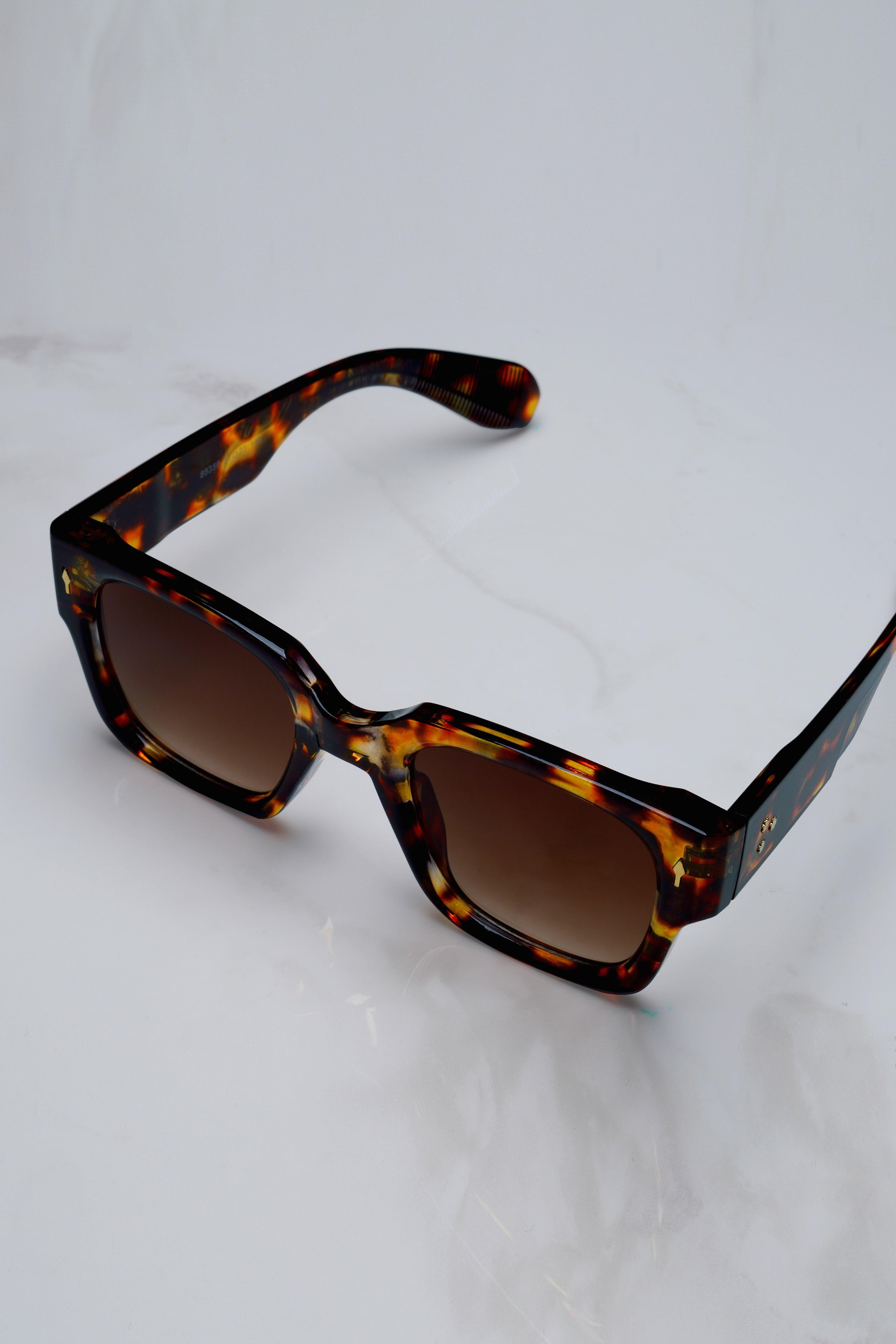 Marvoro-Ocean Havana Brown French Crown Oversized Unisex Sunglasses