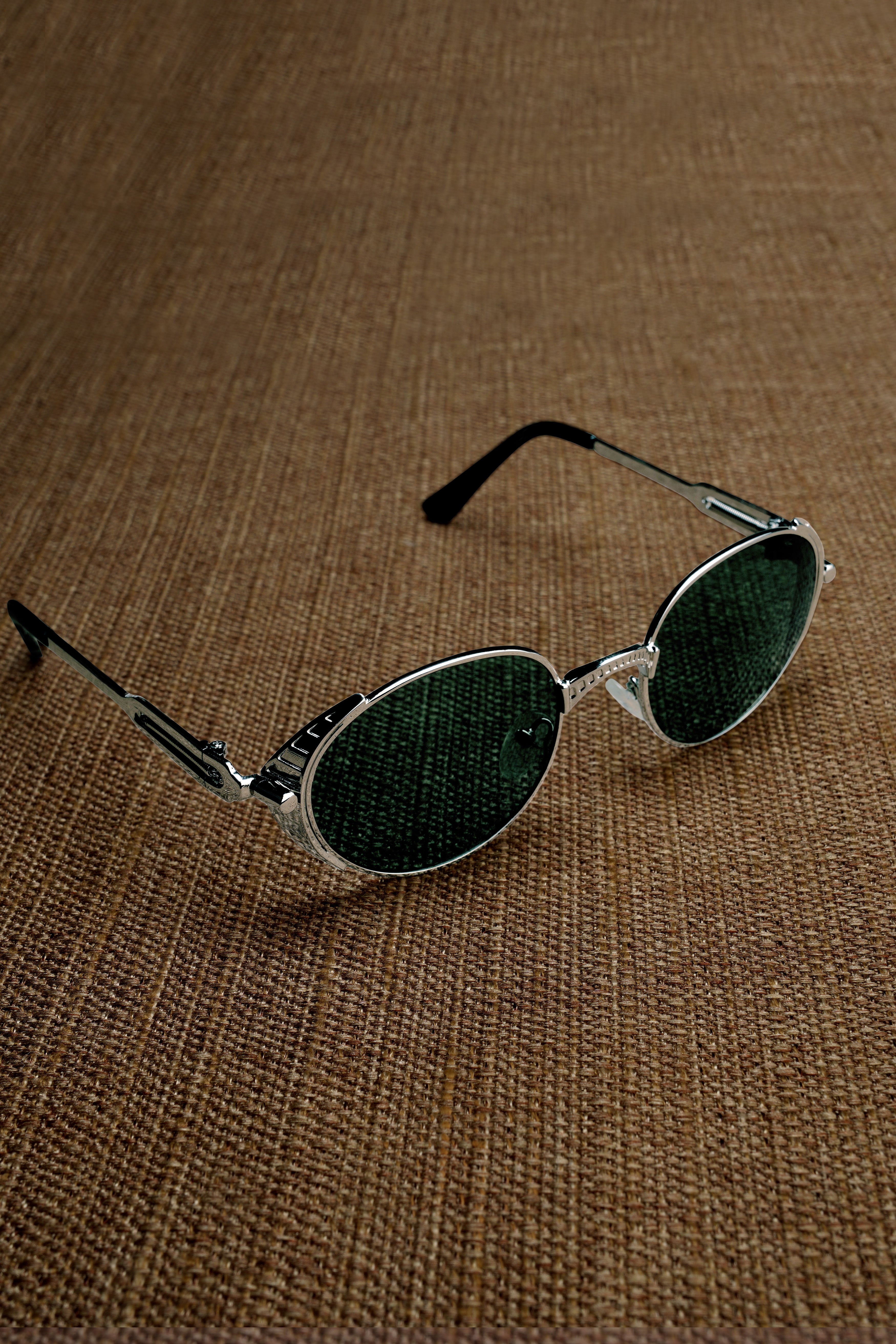 Retrovia-Vintage Green Tint French Crown Round-Shaped Unisex Sunglasses