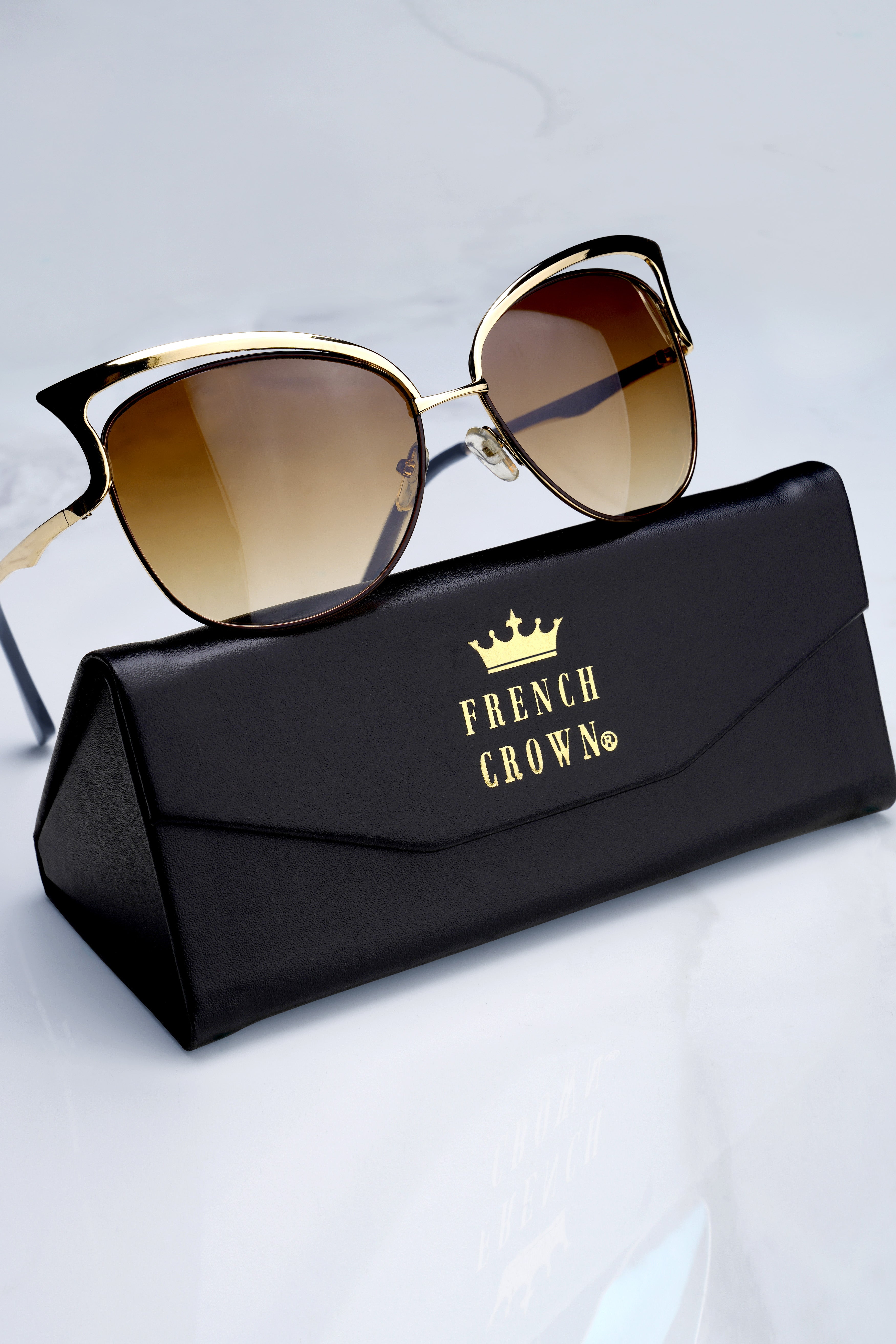Aurecat-Mocha Bronze French Crown Cat Eye Unisex Sunglasses