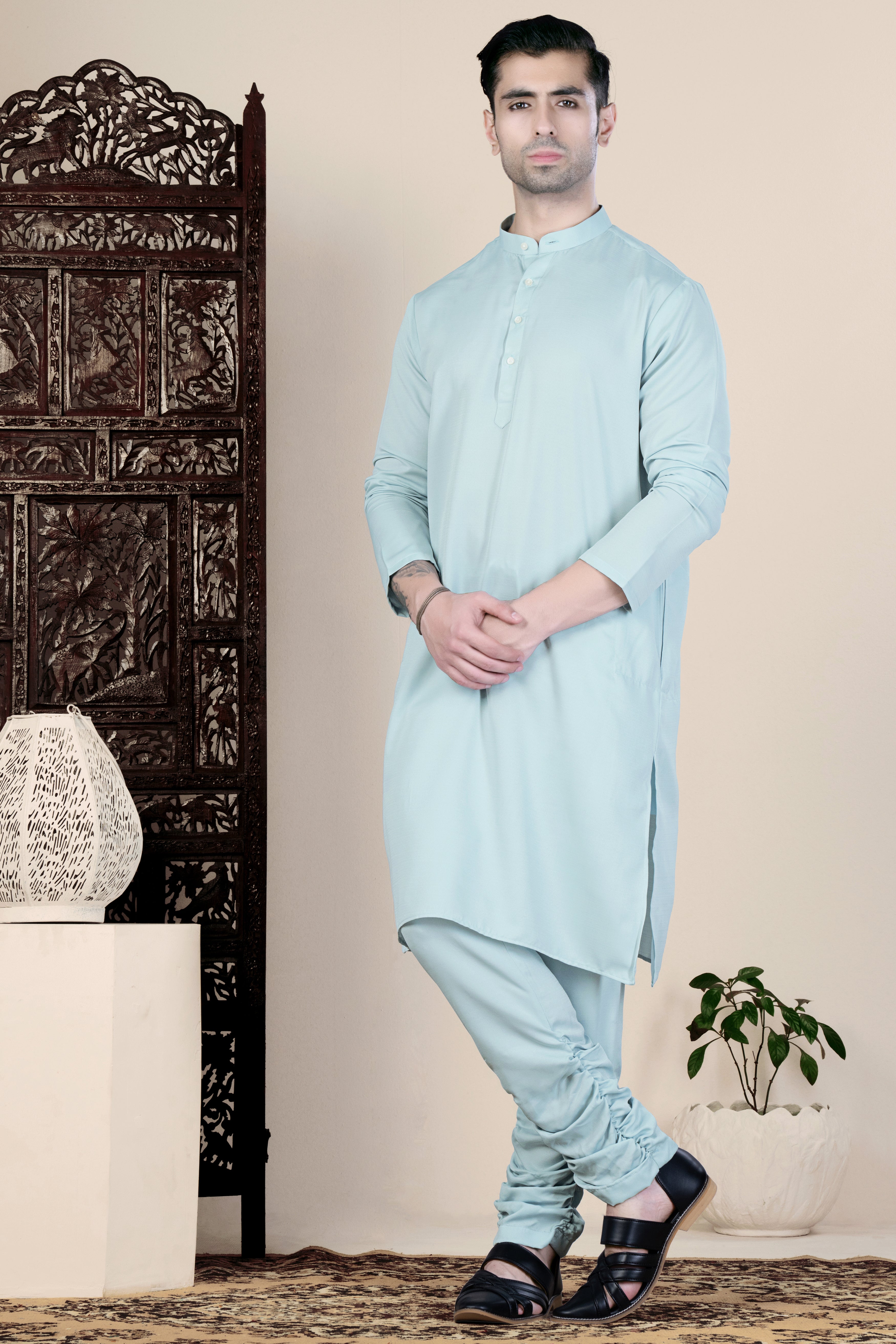Celeste Blue Viscose Kurta