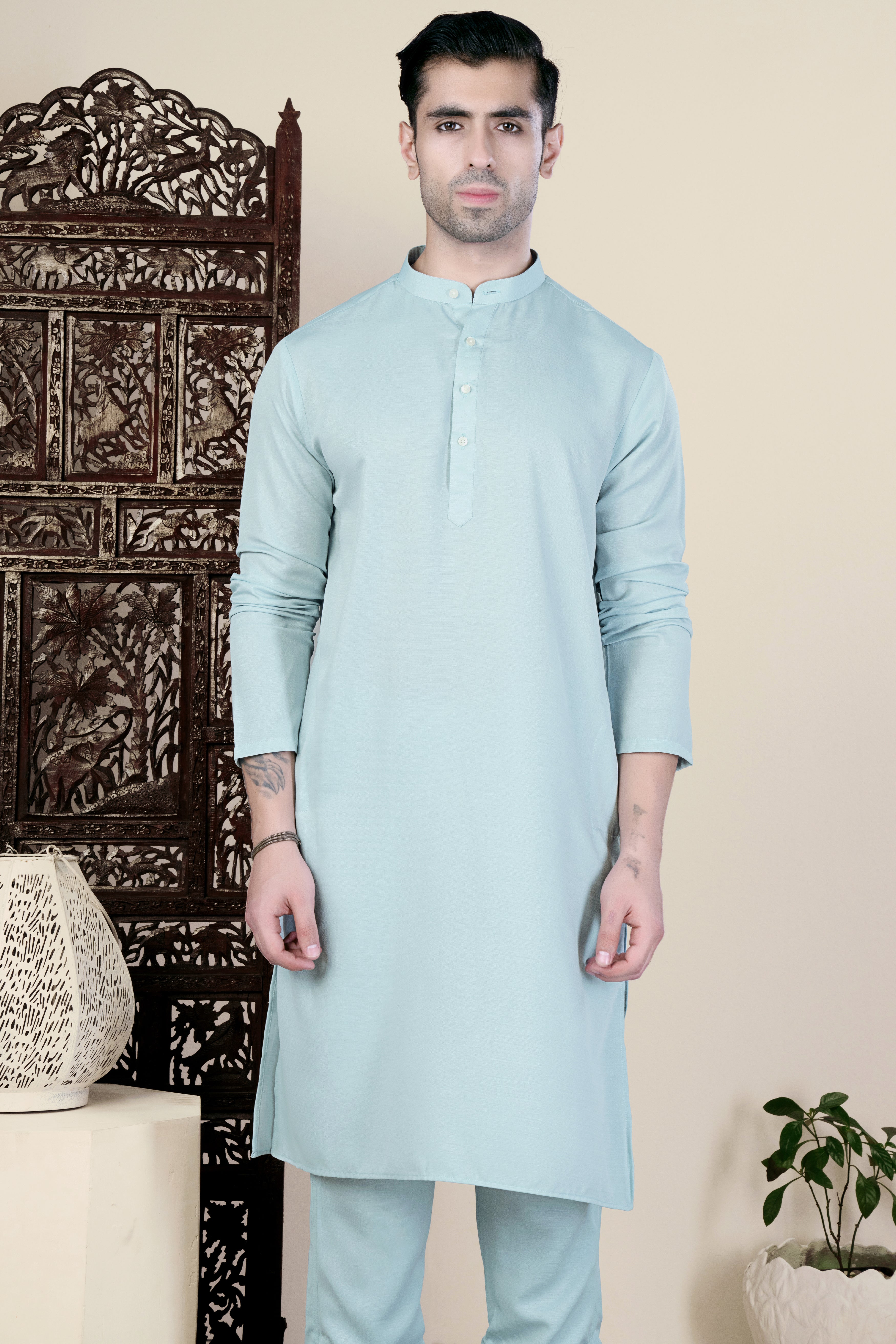 Celeste Blue Viscose Kurta
