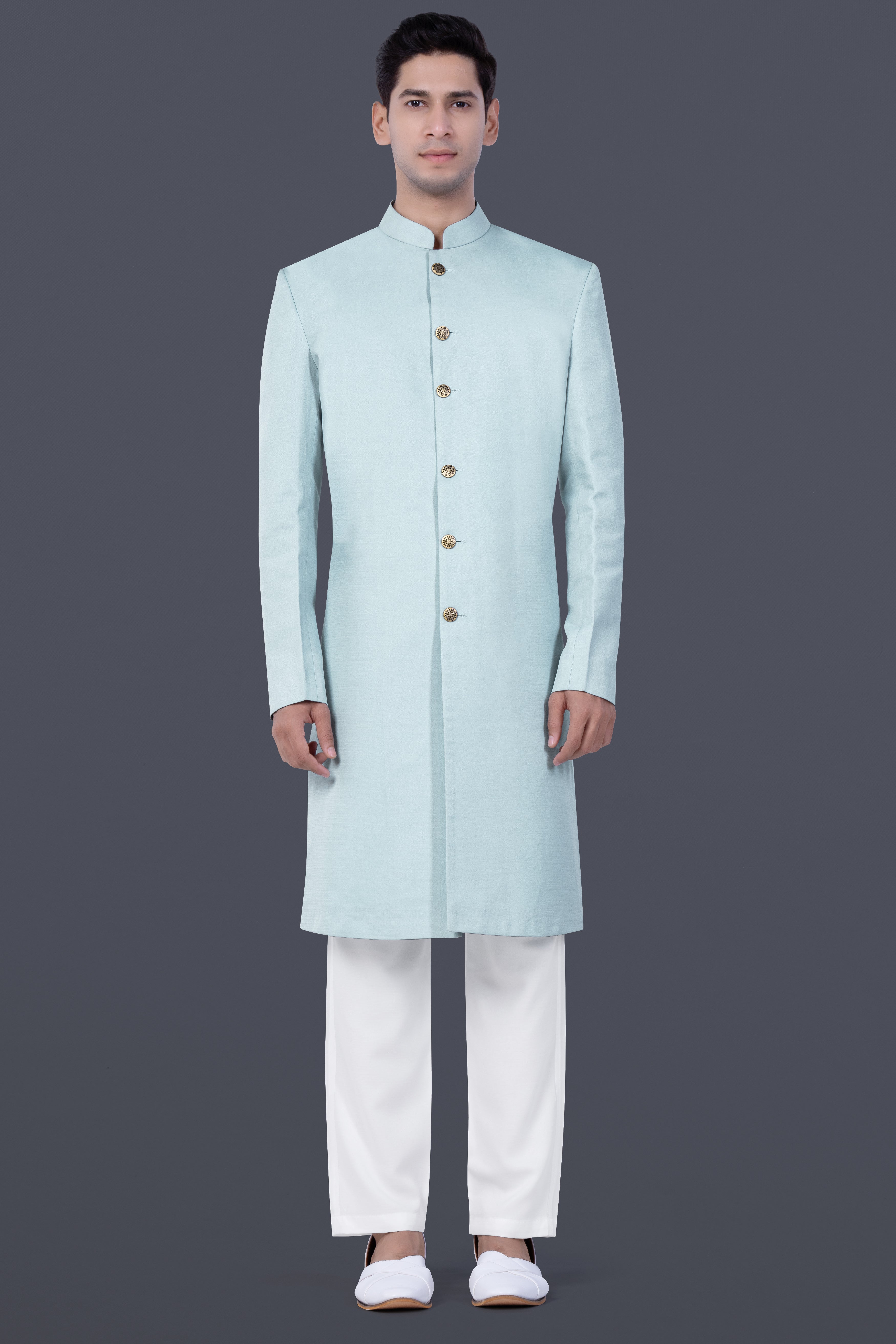 Casper Blue Solid Indo-Western Set