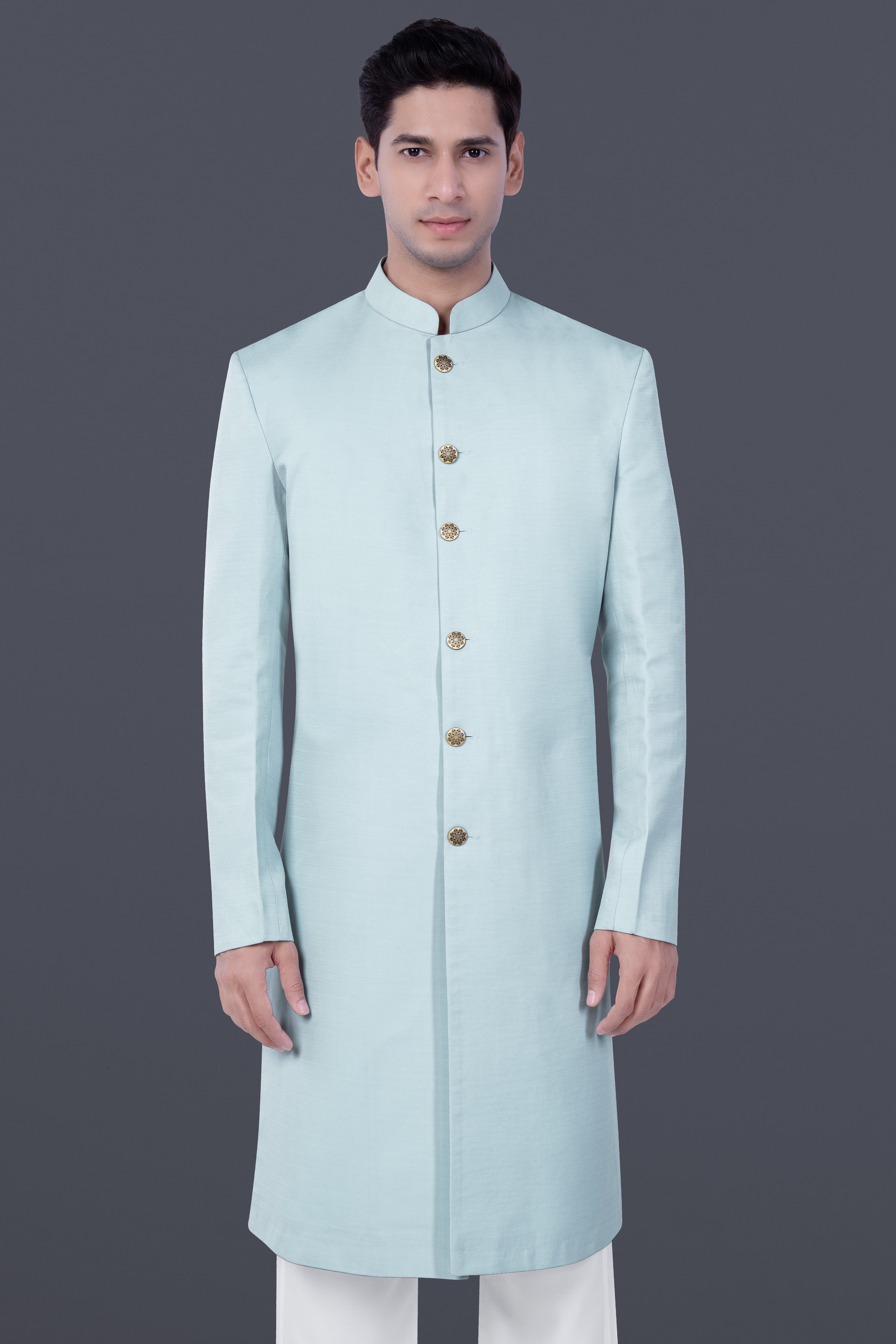 Casper Blue Solid Indo-Western Set