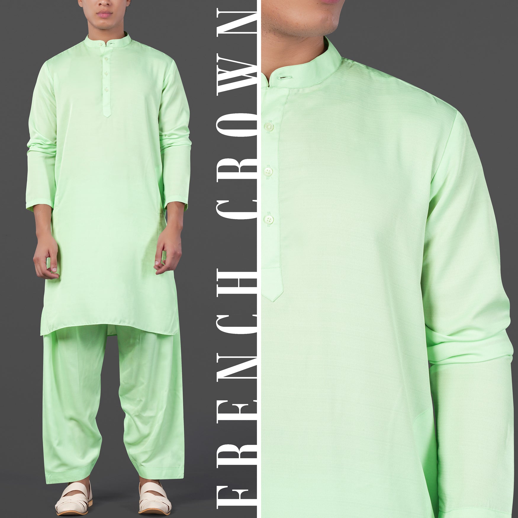 Merino Cream with Alpine Brown Multicolour Sequin Embroidered Indo-Western Sherwani