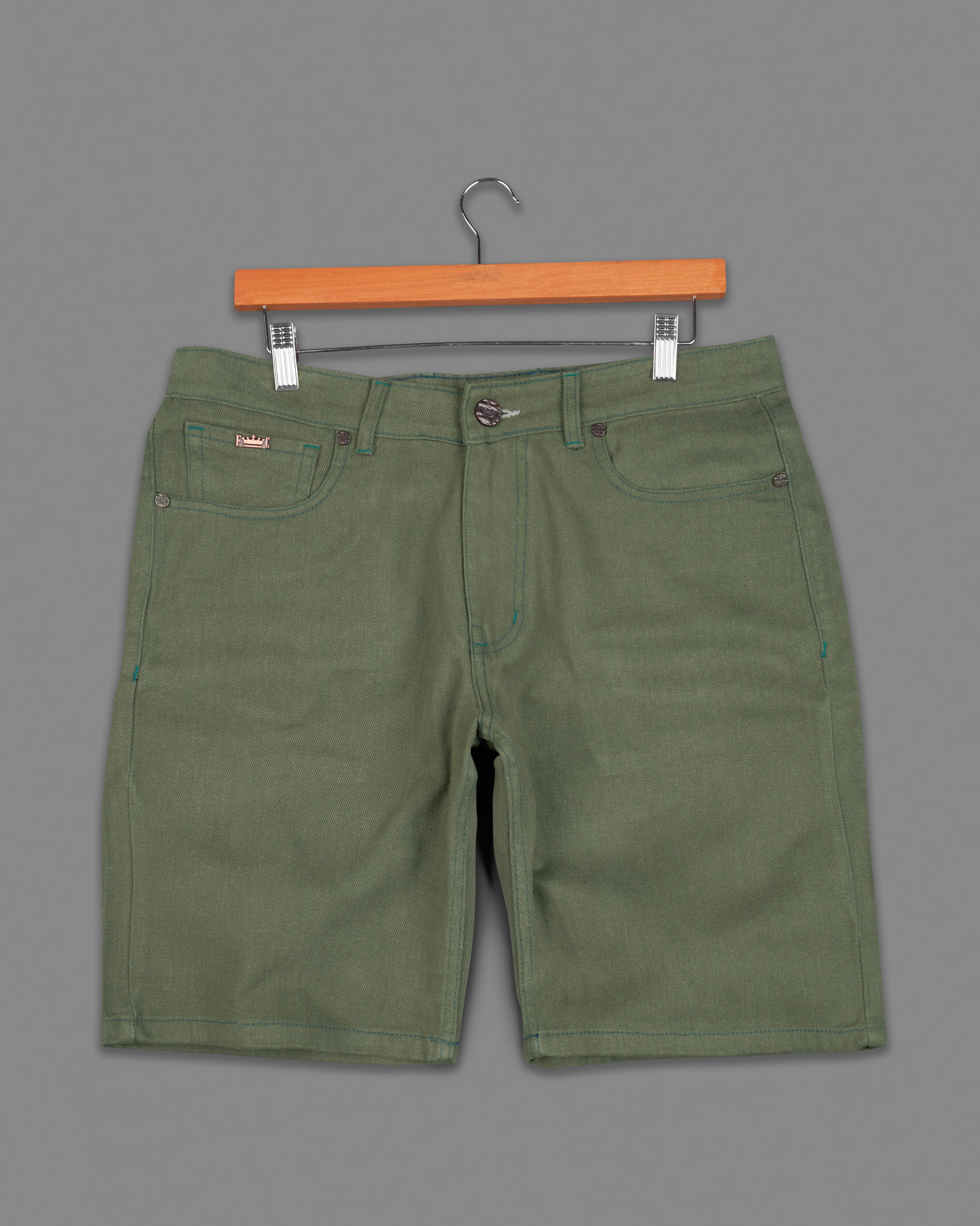 Hemlock Green Rinse Wash Denim Shorts SR213-28, SR213-30, SR213-32, SR213-34, SR213-36, SR213-38, SR213-40, SR213-42, SR213-44
