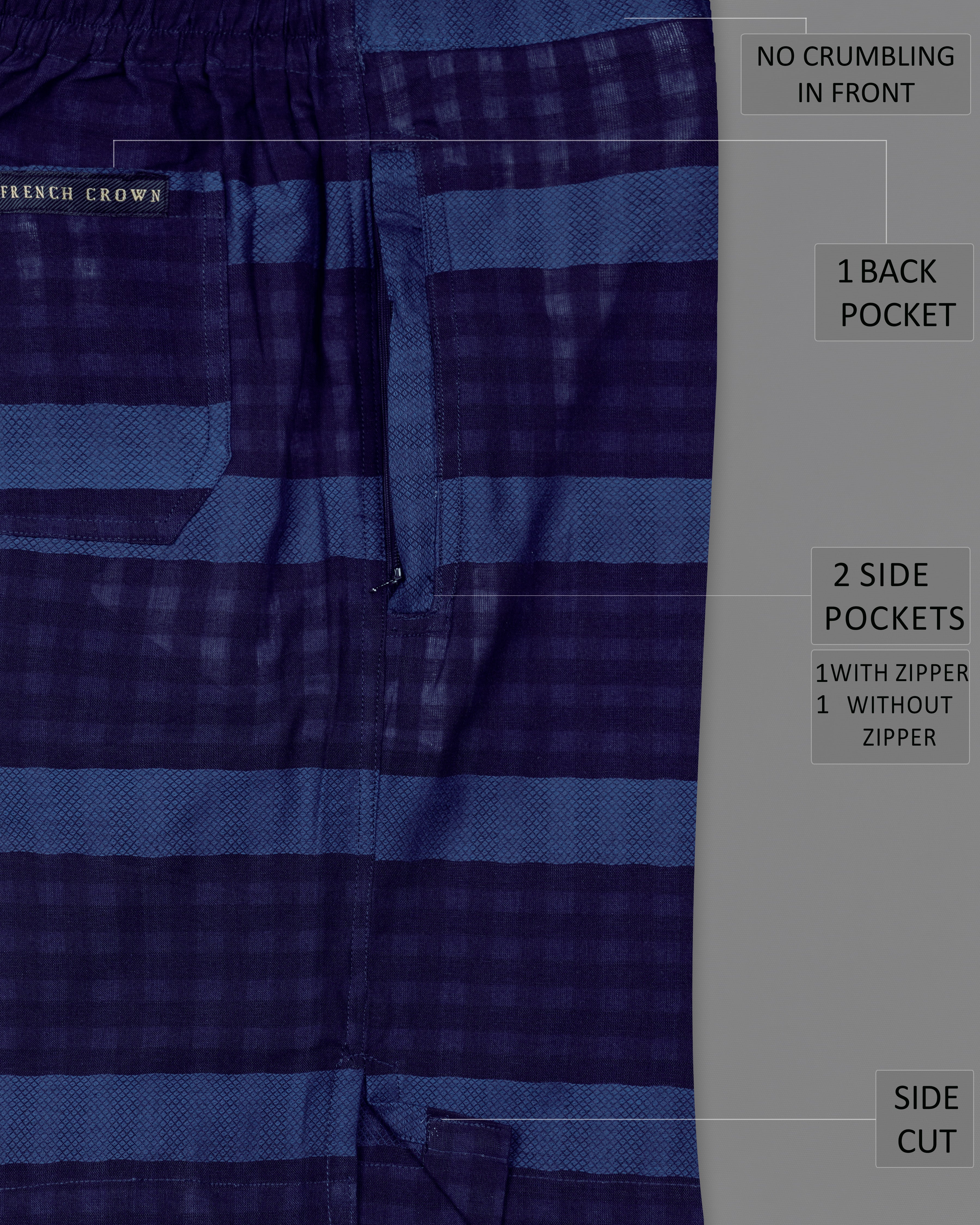 Mirage Navy Blue and Rhino Blue Striped Dobby Shorts SR246-28, SR246-30, SR246-32, SR246-34, SR246-36, SR246-38, SR246-40, SR246-42, SR246-44