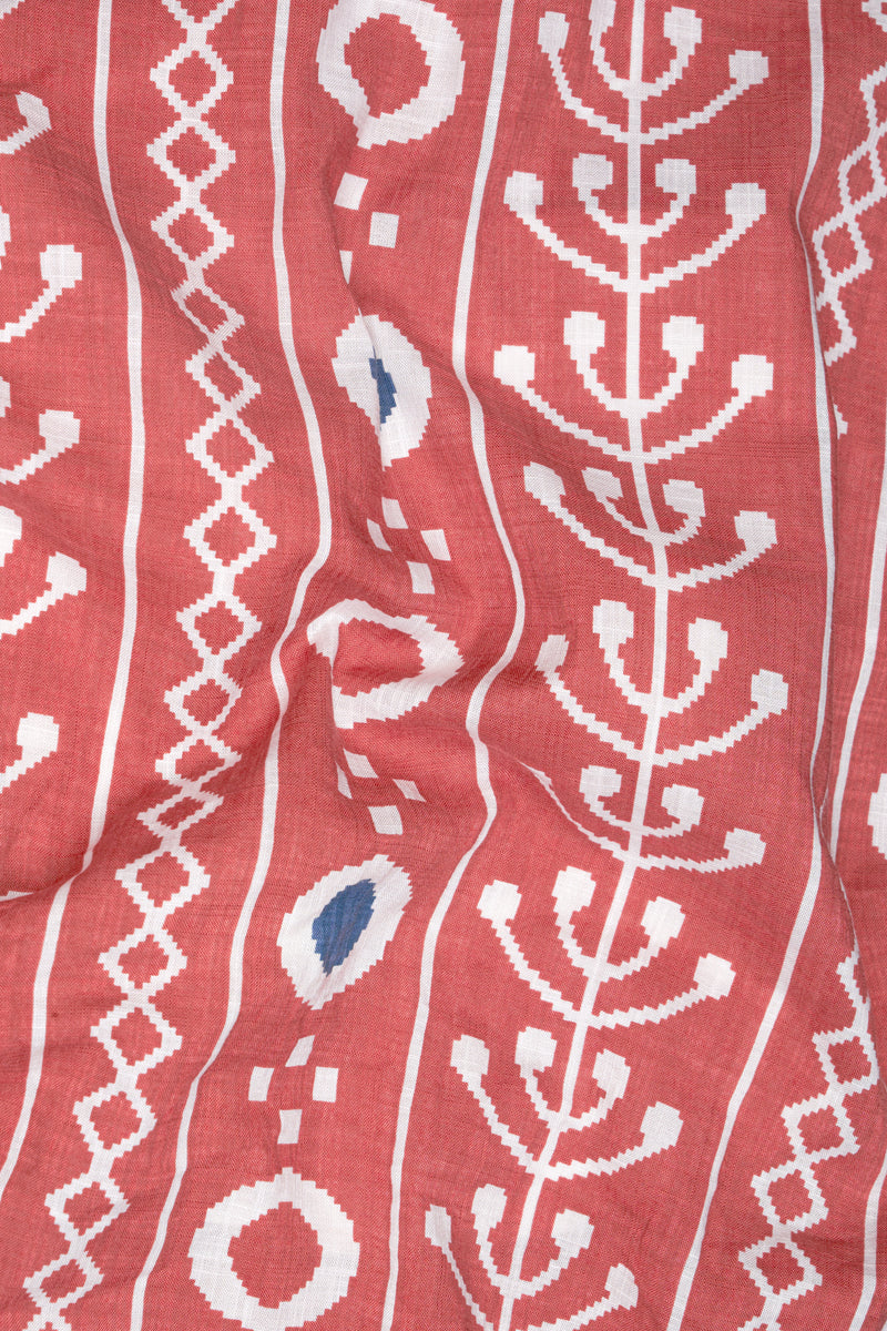Chestnut Peach Ikat Printed Light Weight Premium Cotton Shorts