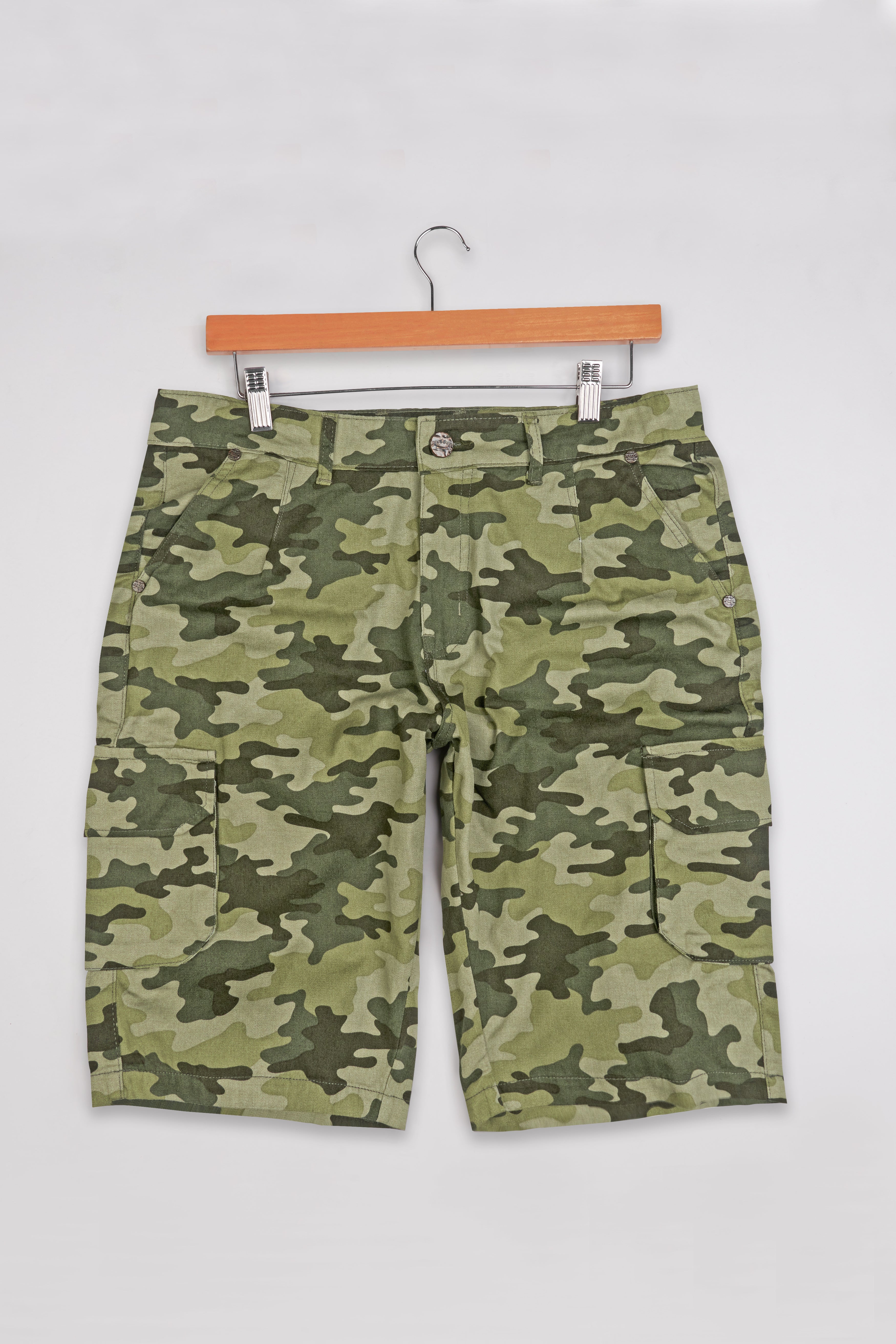 Hillary Beige with Hemlock Green Camouflage Cargo Shorts SR273-28, SR273-30, SR273-32, SR273-34, SR273-36, SR273-38, SR273-40, SR273-42, SR273-44