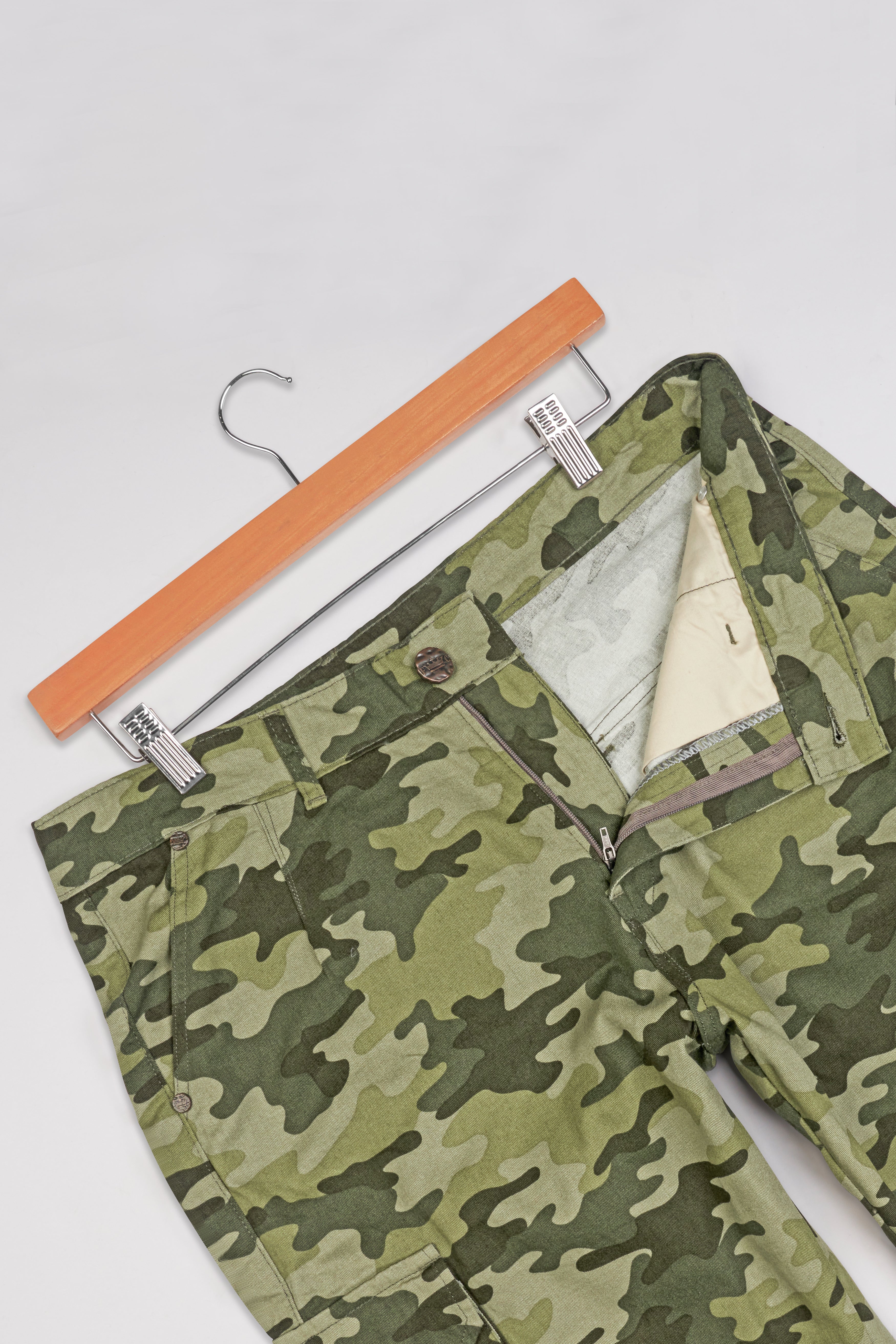 Hillary Beige with Hemlock Green Camouflage Cargo Shorts SR273-28, SR273-30, SR273-32, SR273-34, SR273-36, SR273-38, SR273-40, SR273-42, SR273-44