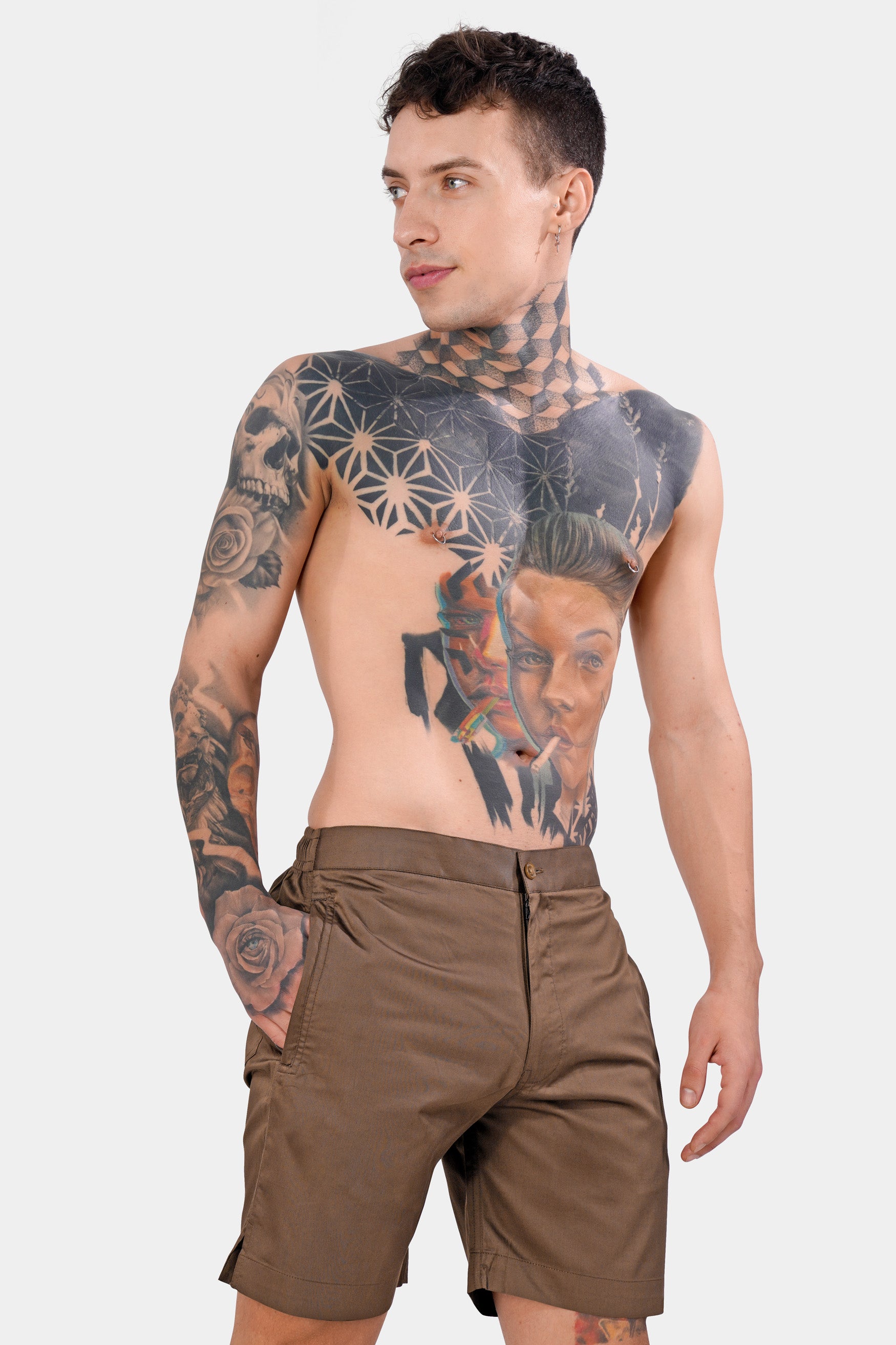 Millbrook Brown Subtle Sheen Super Soft Premium Cotton Shorts