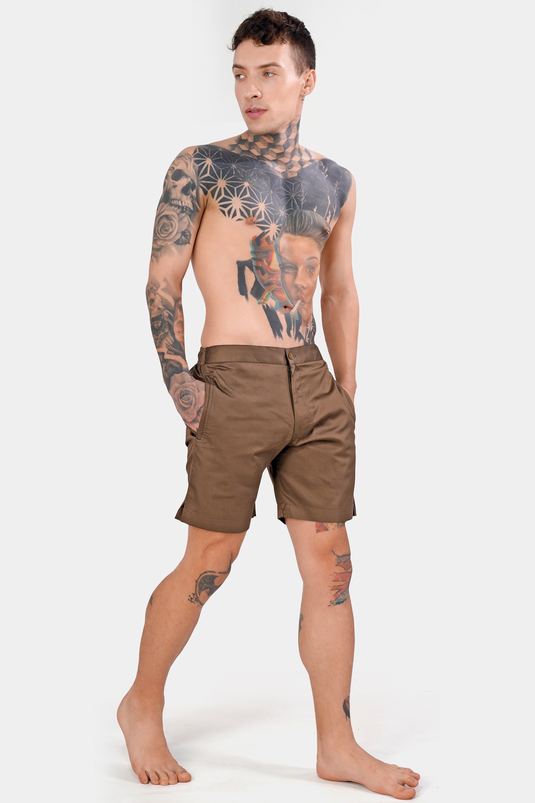 Millbrook Brown Subtle Sheen Super Soft Premium Cotton Shorts