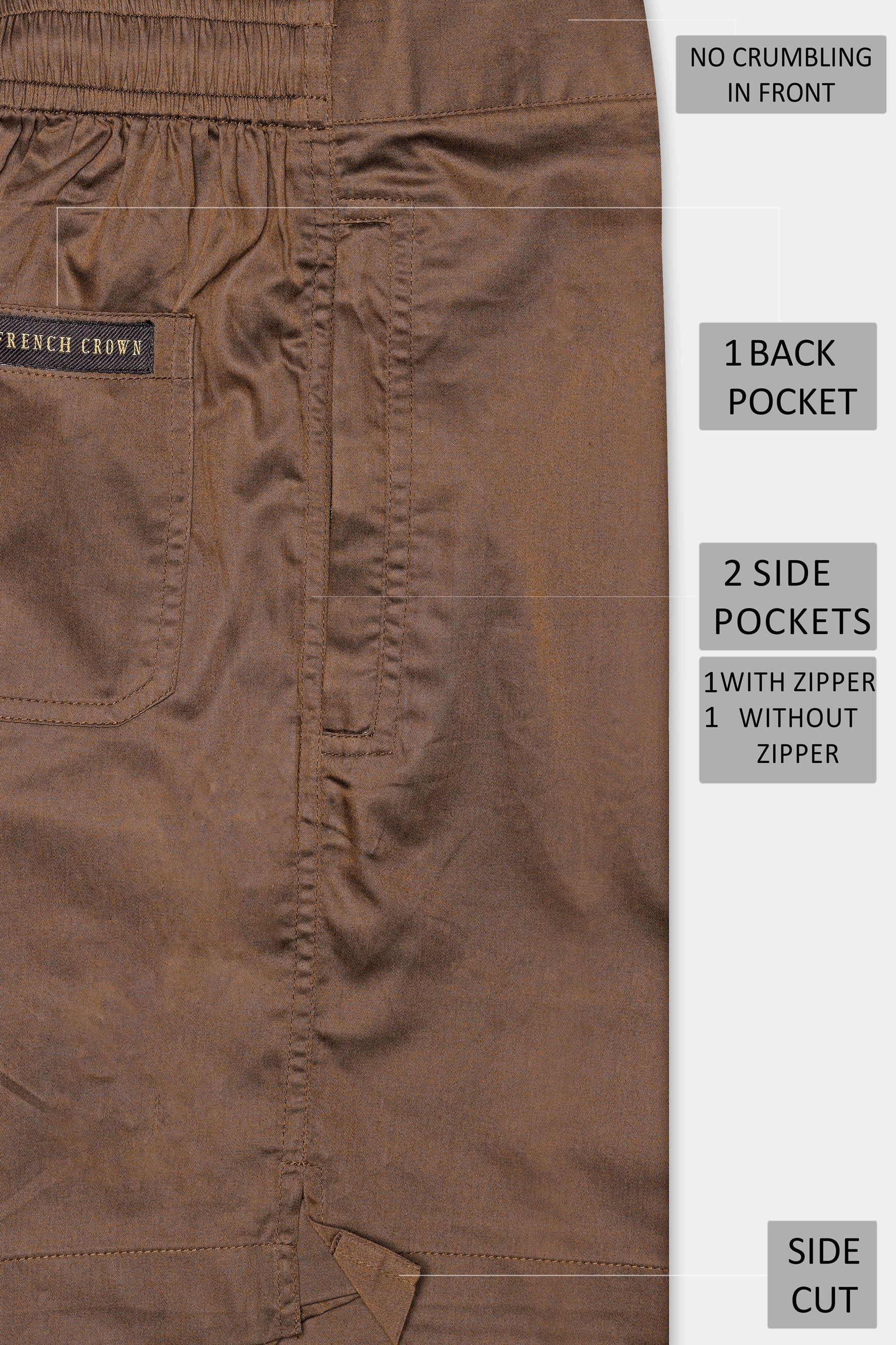 Millbrook Brown Subtle Sheen Super Soft Premium Cotton Shorts