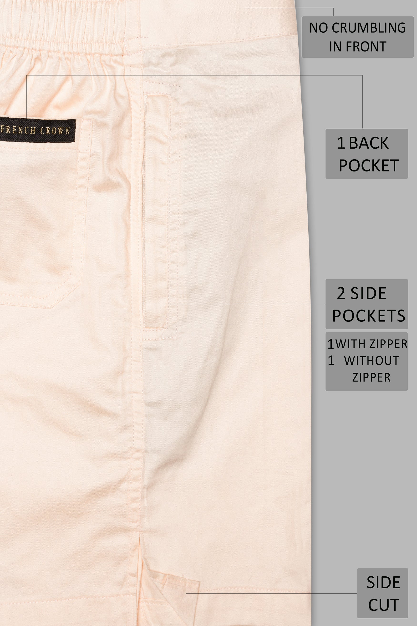 Albescent Cream Subtle Sheen Super Soft Premium Cotton Shorts