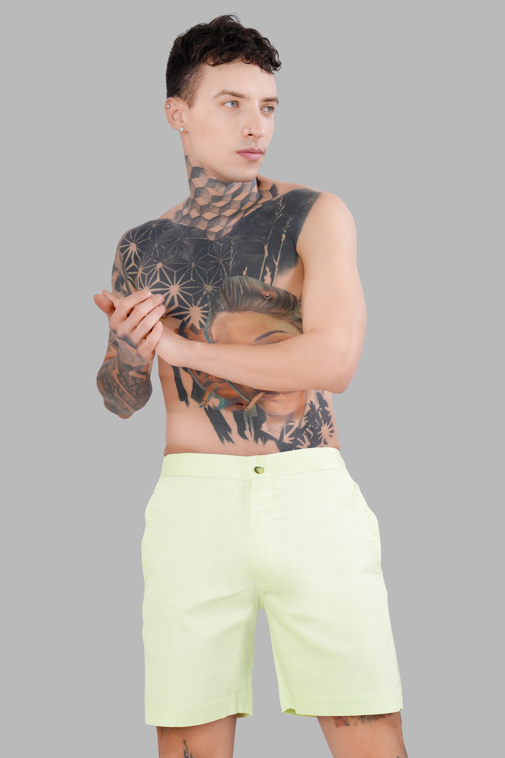 Albescent Green Subtle Sheen Super Soft Premium Cotton Shorts SR314-28,  SR314-30,  SR314-32,  SR314-34,  SR314-36,  SR314-38,  SR314-40,  SR314-42,  SR314-44