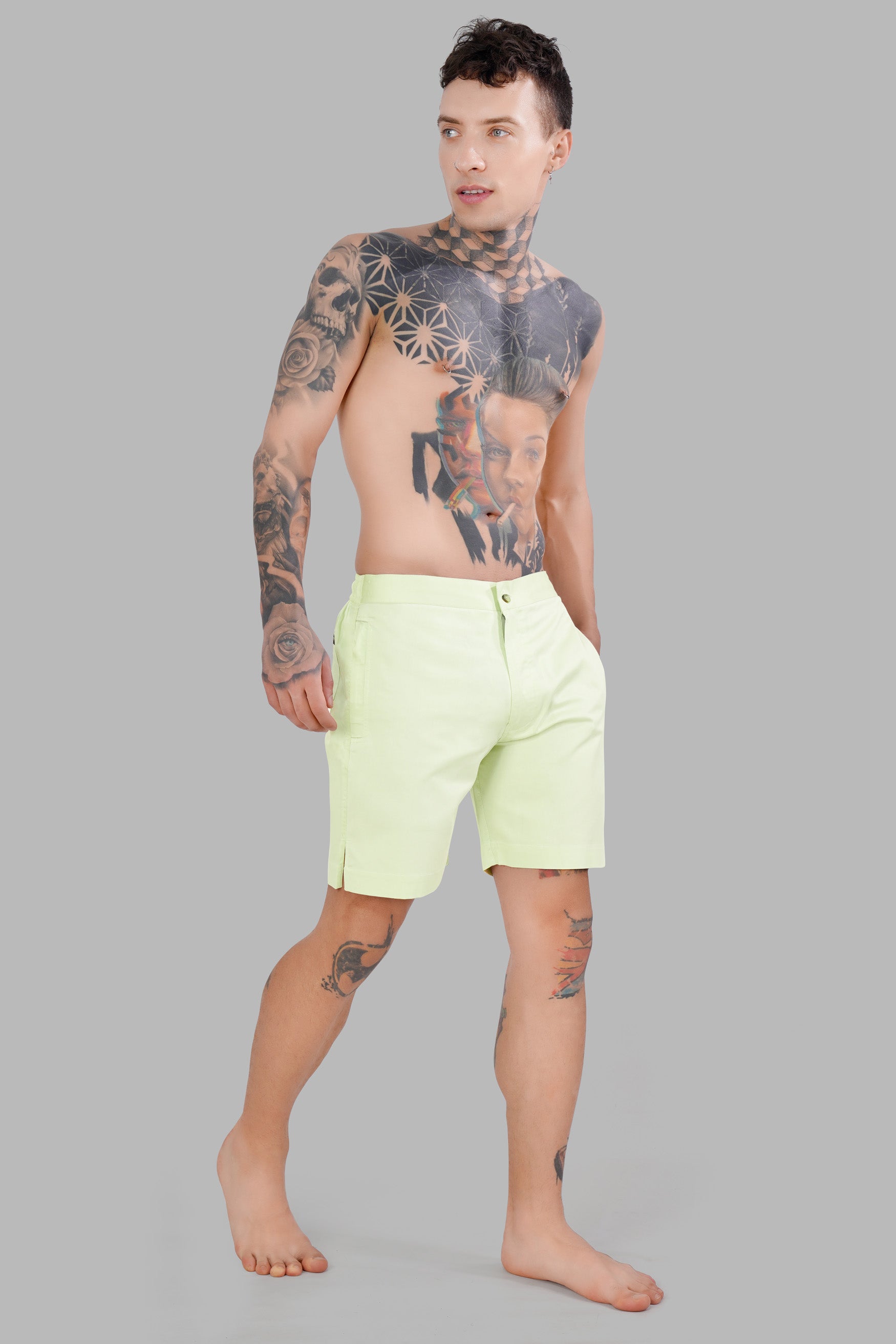 Albescent Green Subtle Sheen Super Soft Premium Cotton Shorts SR314-28,  SR314-30,  SR314-32,  SR314-34,  SR314-36,  SR314-38,  SR314-40,  SR314-42,  SR314-44