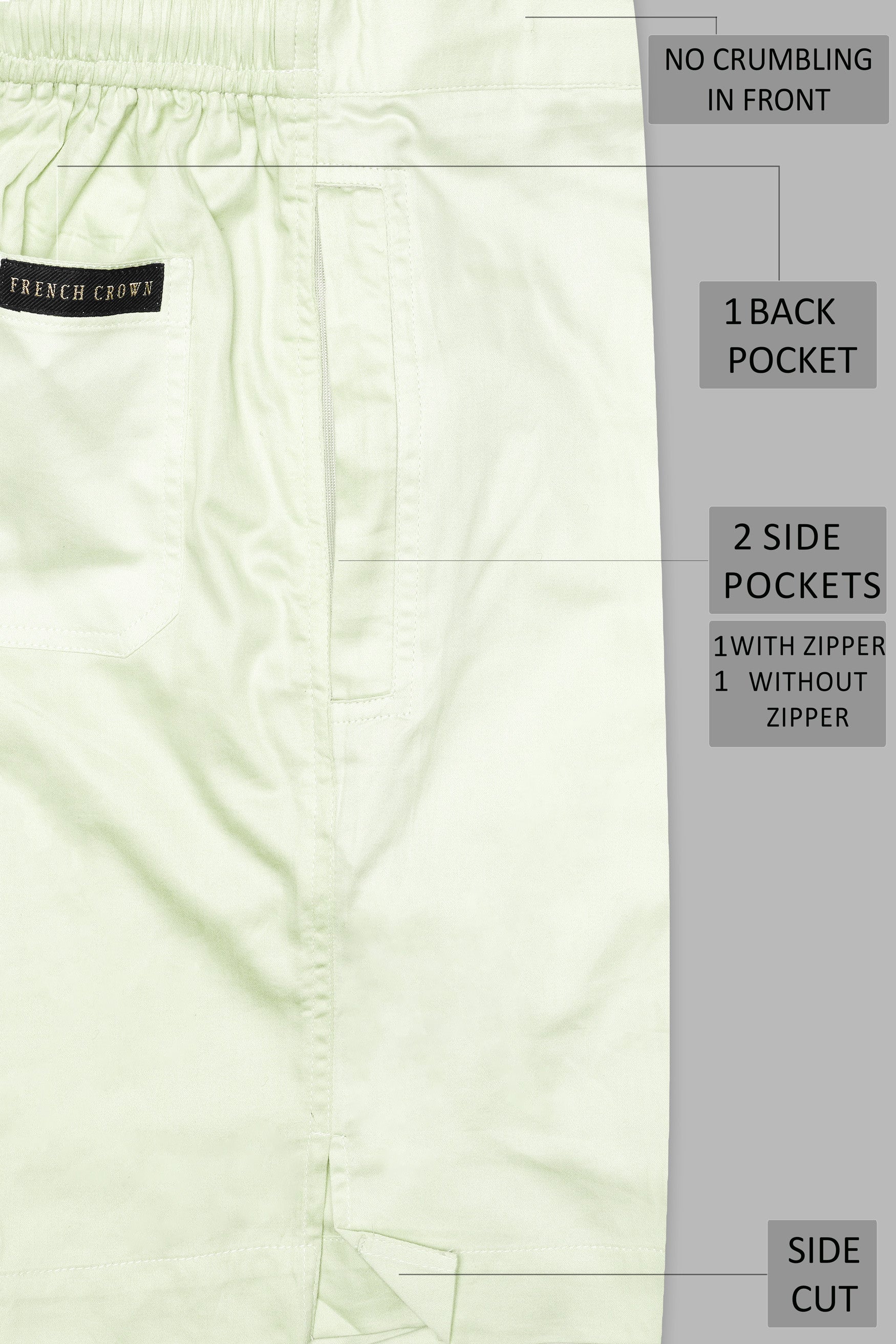 Albescent Green Subtle Sheen Super Soft Premium Cotton Shorts SR314-28,  SR314-30,  SR314-32,  SR314-34,  SR314-36,  SR314-38,  SR314-40,  SR314-42,  SR314-44