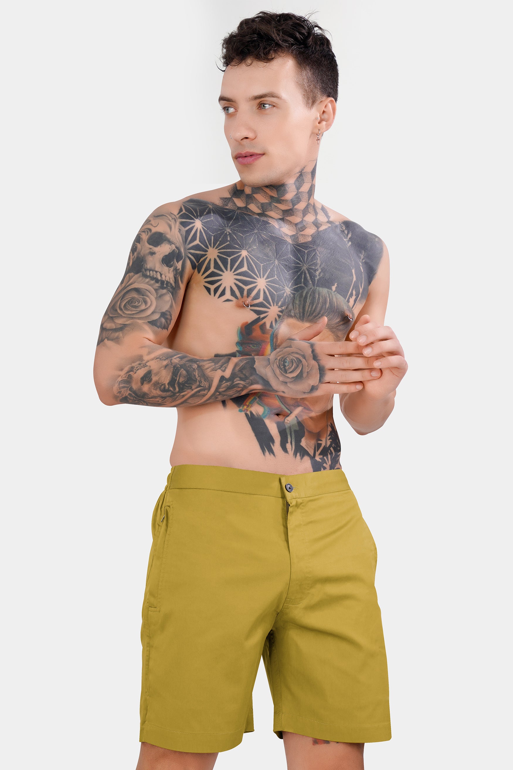 Ronchi Yellow Subtle Sheen Super Soft Premium Cotton Shorts SR331-28, SR331-30, SR331-32, SR331-34, SR331-36, SR331-38, SR331-40, SR331-42, SR331-44