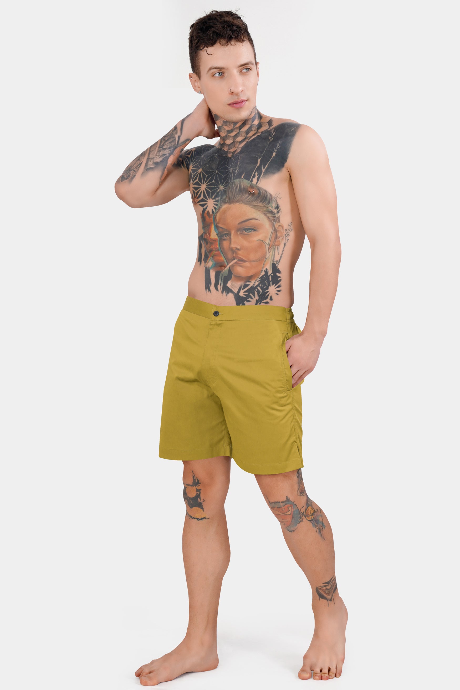 Ronchi Yellow Subtle Sheen Super Soft Premium Cotton Shorts SR331-28, SR331-30, SR331-32, SR331-34, SR331-36, SR331-38, SR331-40, SR331-42, SR331-44