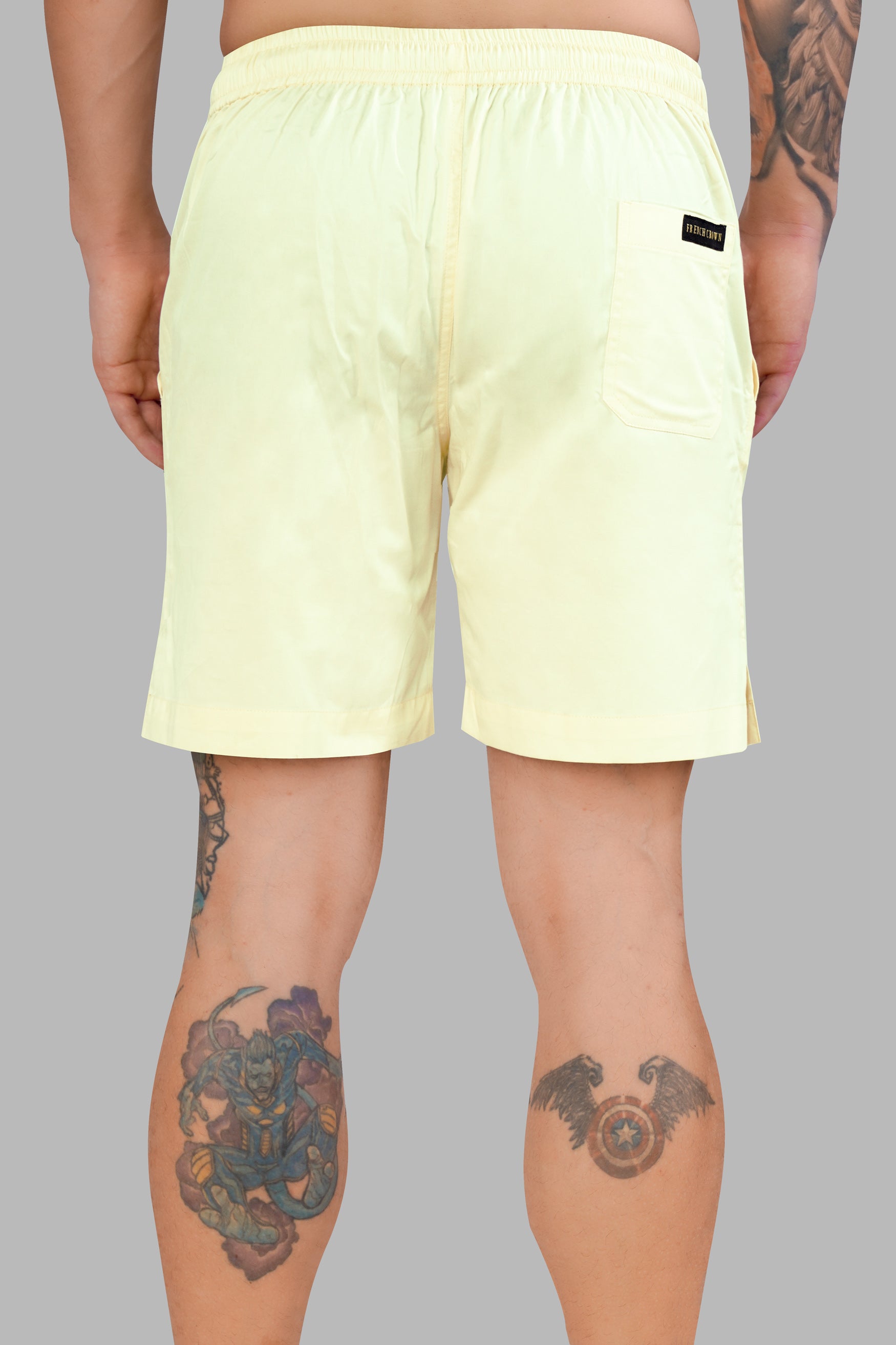 Bleach Yellow Subtle Sheen Super Soft Premium Cotton Shorts SR334-28, SR334-30, SR334-32, SR334-34, SR334-36, SR334-38, SR334-40, SR334-42, SR334-44