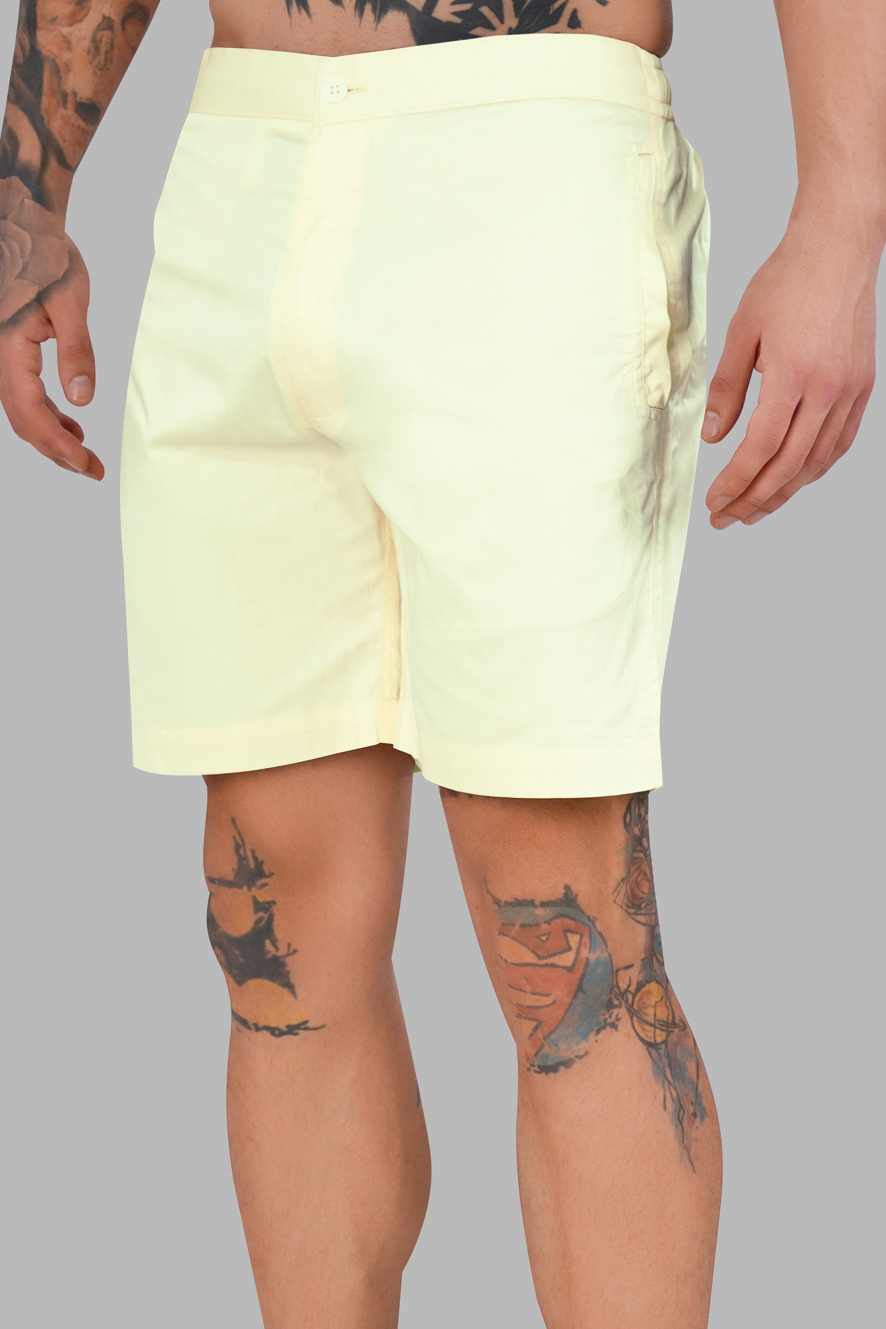 Bleach Yellow Subtle Sheen Super Soft Premium Cotton Shorts SR334-28, SR334-30, SR334-32, SR334-34, SR334-36, SR334-38, SR334-40, SR334-42, SR334-44
