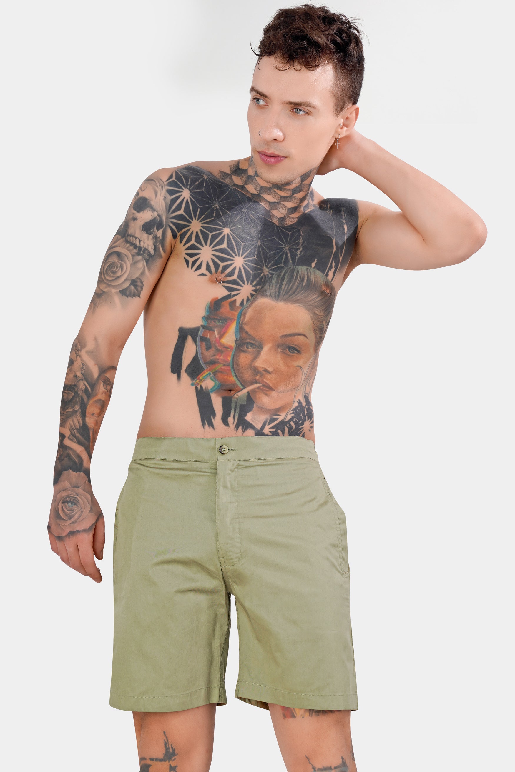 Hillary Green Subtle Sheen Super Soft Premium Cotton Shorts SR336-28,  SR336-30,  SR336-32,  SR336-34,  SR336-36,  SR336-38,  SR336-40,  SR336-42,  SR336-44