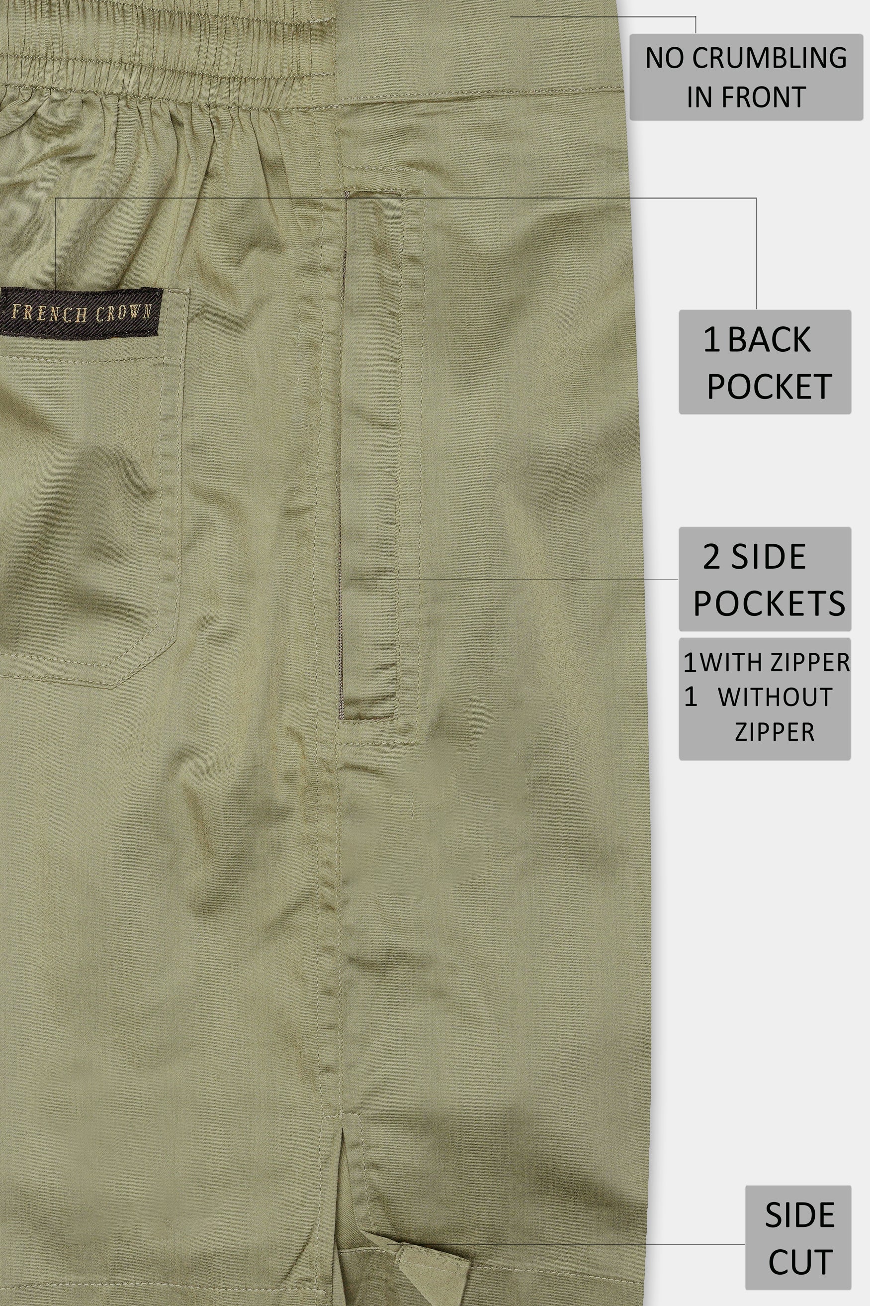Hillary Green Subtle Sheen Super Soft Premium Cotton Shorts SR336-28,  SR336-30,  SR336-32,  SR336-34,  SR336-36,  SR336-38,  SR336-40,  SR336-42,  SR336-44