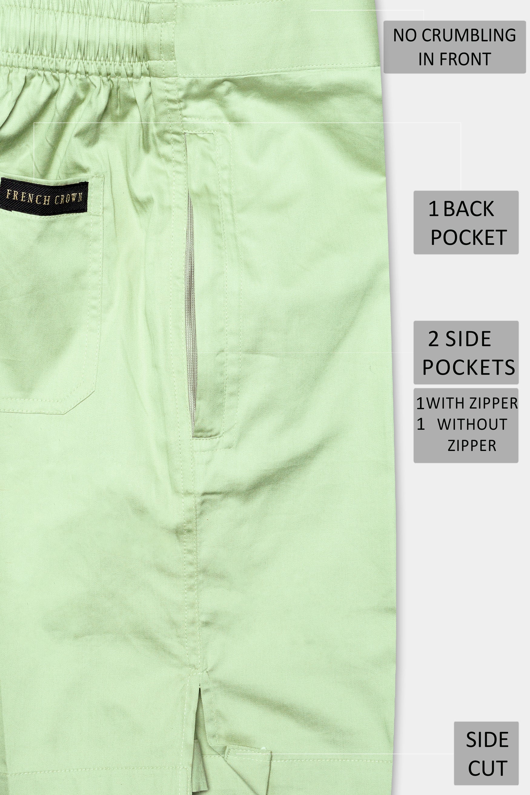 Snow Flurry Green Subtle Sheen Super Soft Premium Cotton Shorts SR337-28,  SR337-30,  SR337-32,  SR337-34,  SR337-36,  SR337-38,  SR337-40,  SR337-42,  SR337-44