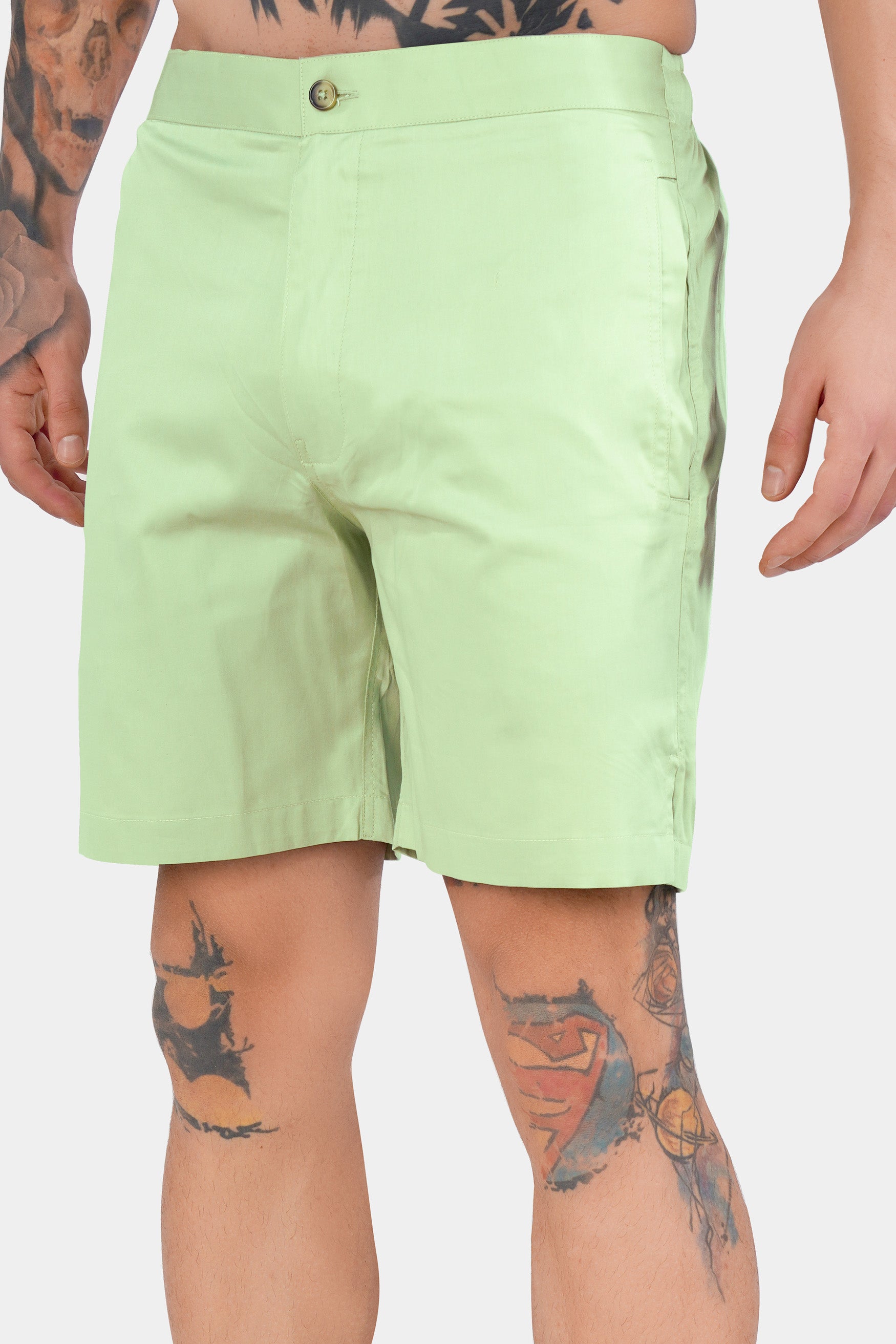 Snow Flurry Green Subtle Sheen Super Soft Premium Cotton Shorts SR337-28,  SR337-30,  SR337-32,  SR337-34,  SR337-36,  SR337-38,  SR337-40,  SR337-42,  SR337-44