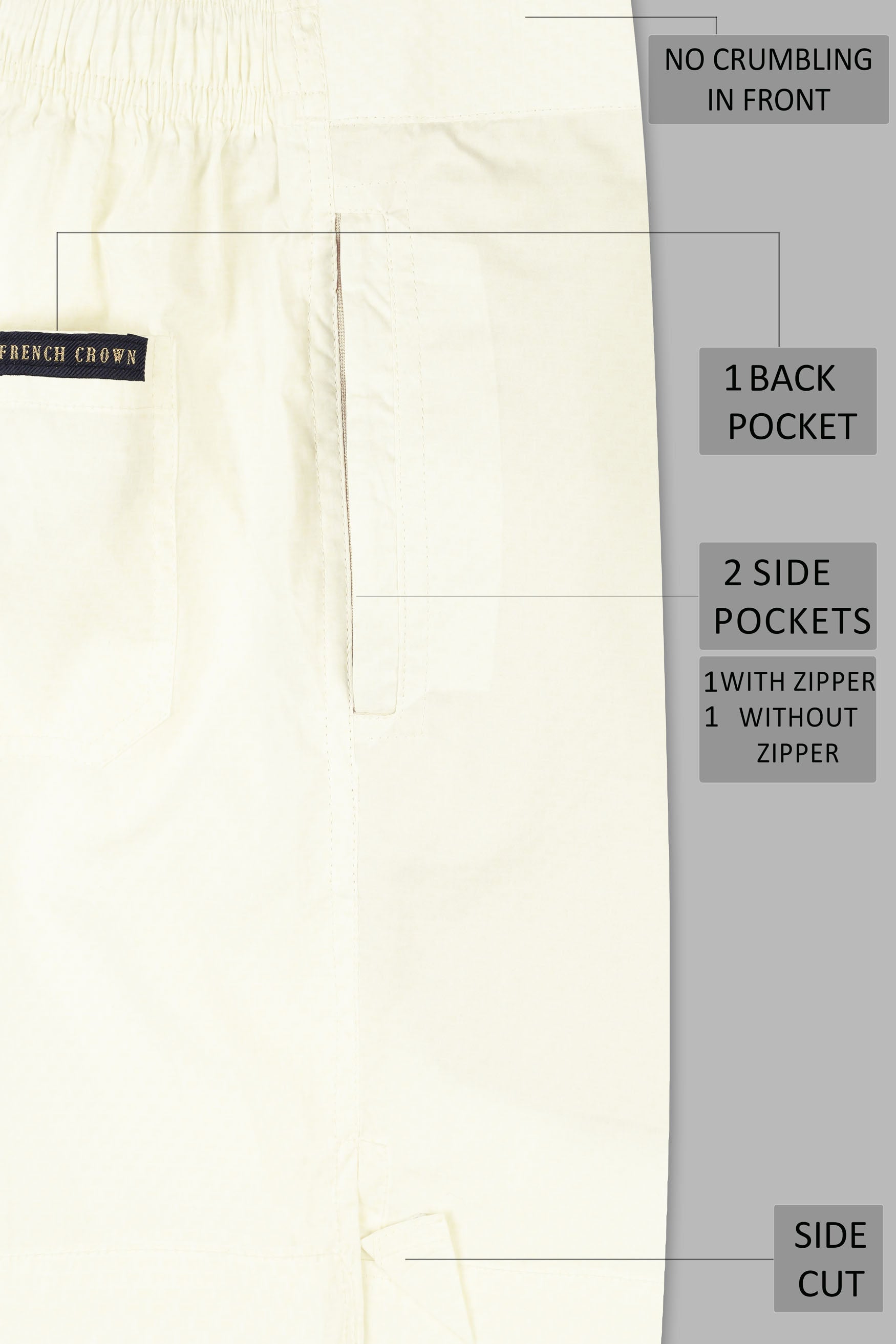 Merino Cream Premium Cotton Shorts SR346-28, SR346-30, SR346-32, SR346-34, SR346-36, SR346-38, SR346-40, SR346-42, SR346-44