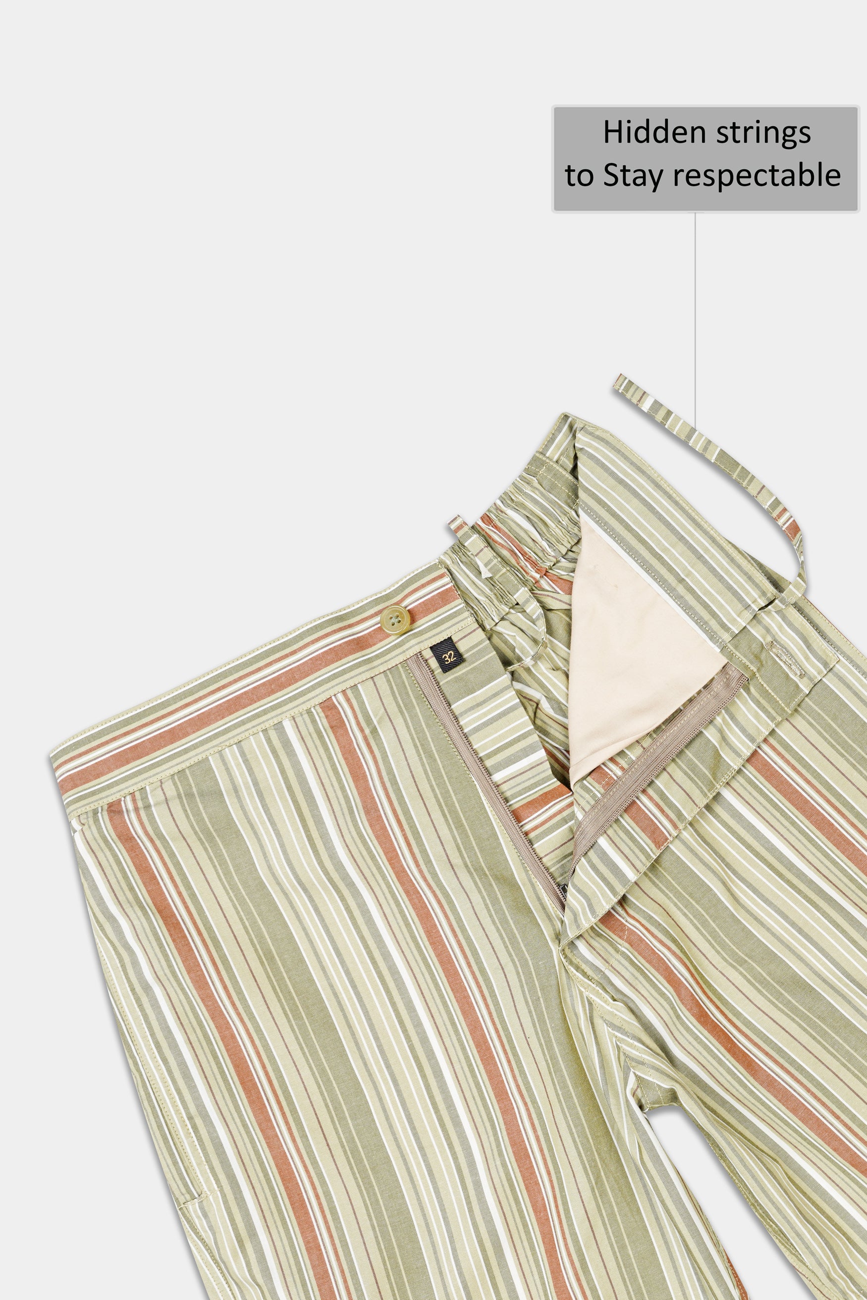 Tallow Brown with Tawny orange Multicolor Striped Chambray Shorts SR348-28,  SR348-30,  SR348-32,  SR348-34,  SR348-36,  SR348-38,  SR348-40,  SR348-42,  SR348-44