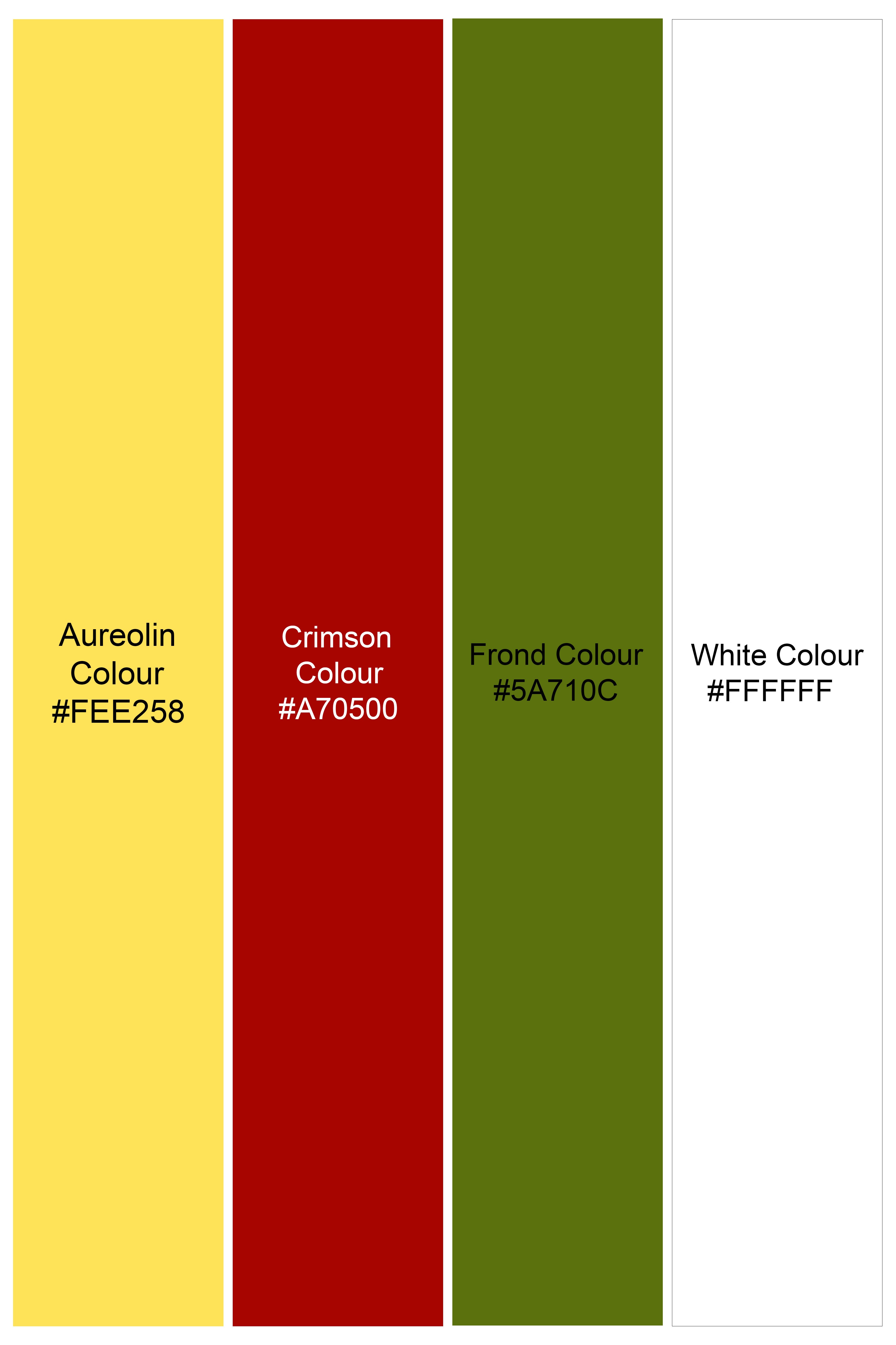 Aureolin Yellow with Crimson Red Multicolor Floral Printed Premium Cotton Short SR353-28, SR353-30, SR353-32, SR353-34, SR353-36, SR353-38, SR353-40, SR353-42, SR353-44