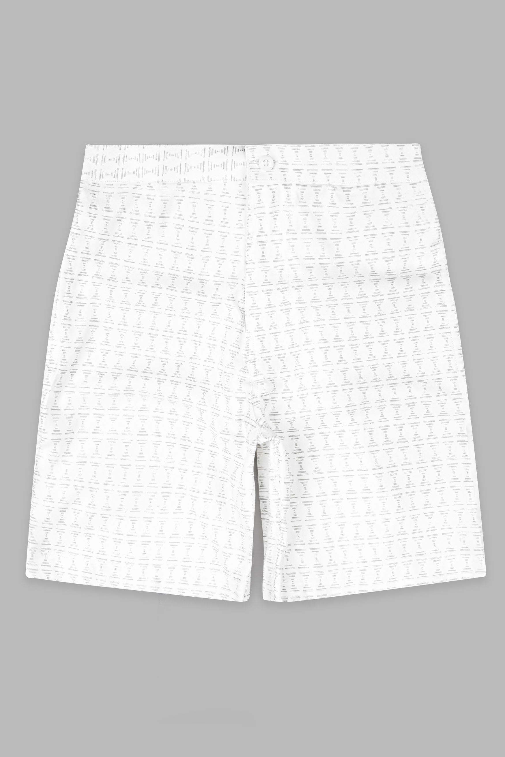 Bright White with Pumice Gray Printed Subtle Sheen Super Soft Premium Cotton Shorts SR355-28,  SR355-30,  SR355-32,  SR355-34,  SR355-36,  SR355-38,  SR355-40,  SR355-42,  SR355-44