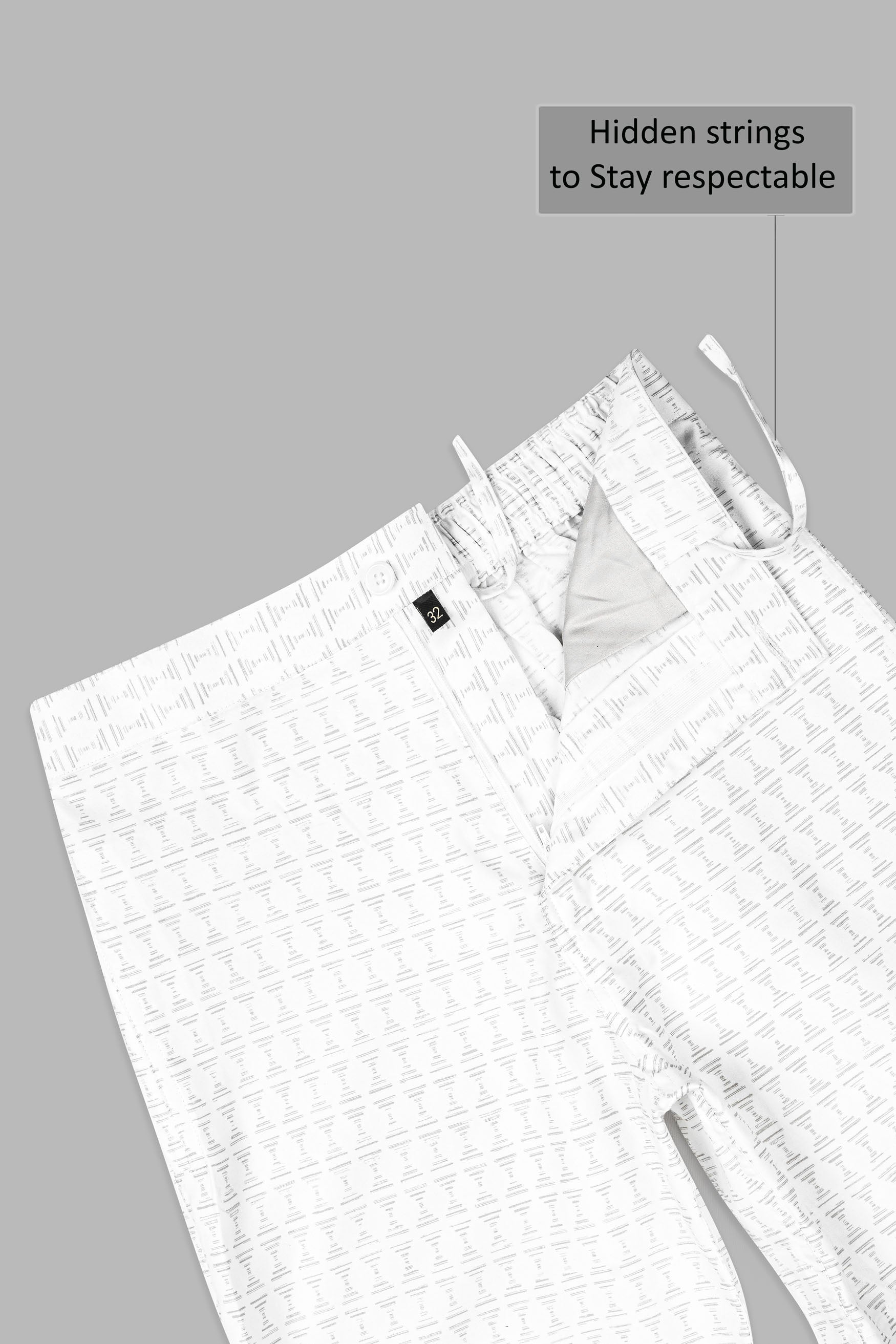 Bright White with Pumice Gray Printed Subtle Sheen Super Soft Premium Cotton Shorts SR355-28,  SR355-30,  SR355-32,  SR355-34,  SR355-36,  SR355-38,  SR355-40,  SR355-42,  SR355-44