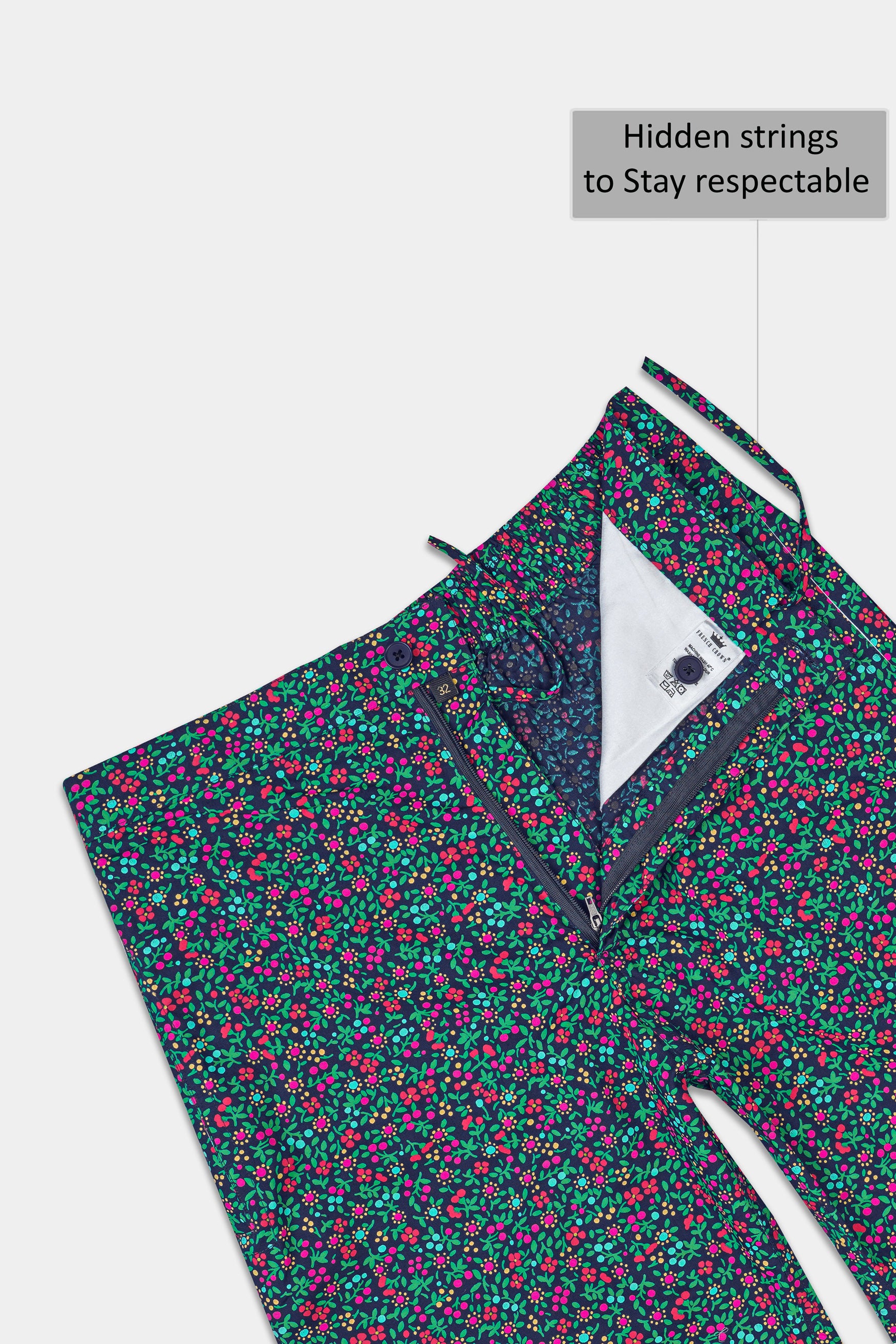 Ebony clay Blue with Cerise Pink Multicolor Floral Printed Premium Cotton Shorts SR358-28, SR358-30, SR358-32, SR358-34, SR358-36, SR358-38, SR358-40, SR358-42, SR358-44