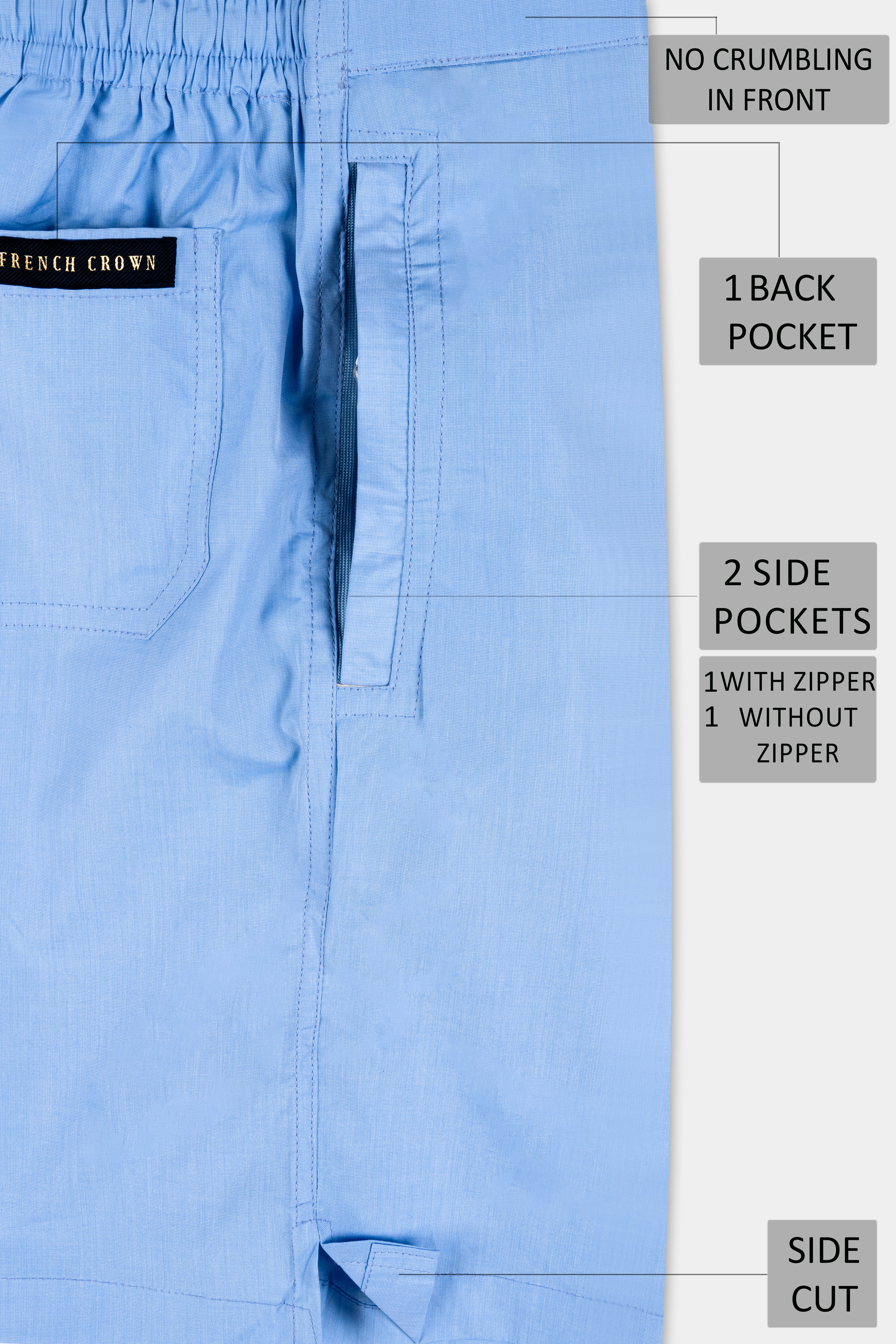 Glacier Blue Chambray Shorts SR372-28, SR372-30, SR372-32, SR372-34, SR372-36, SR372-38, SR372-40, SR372-42, SR372-44