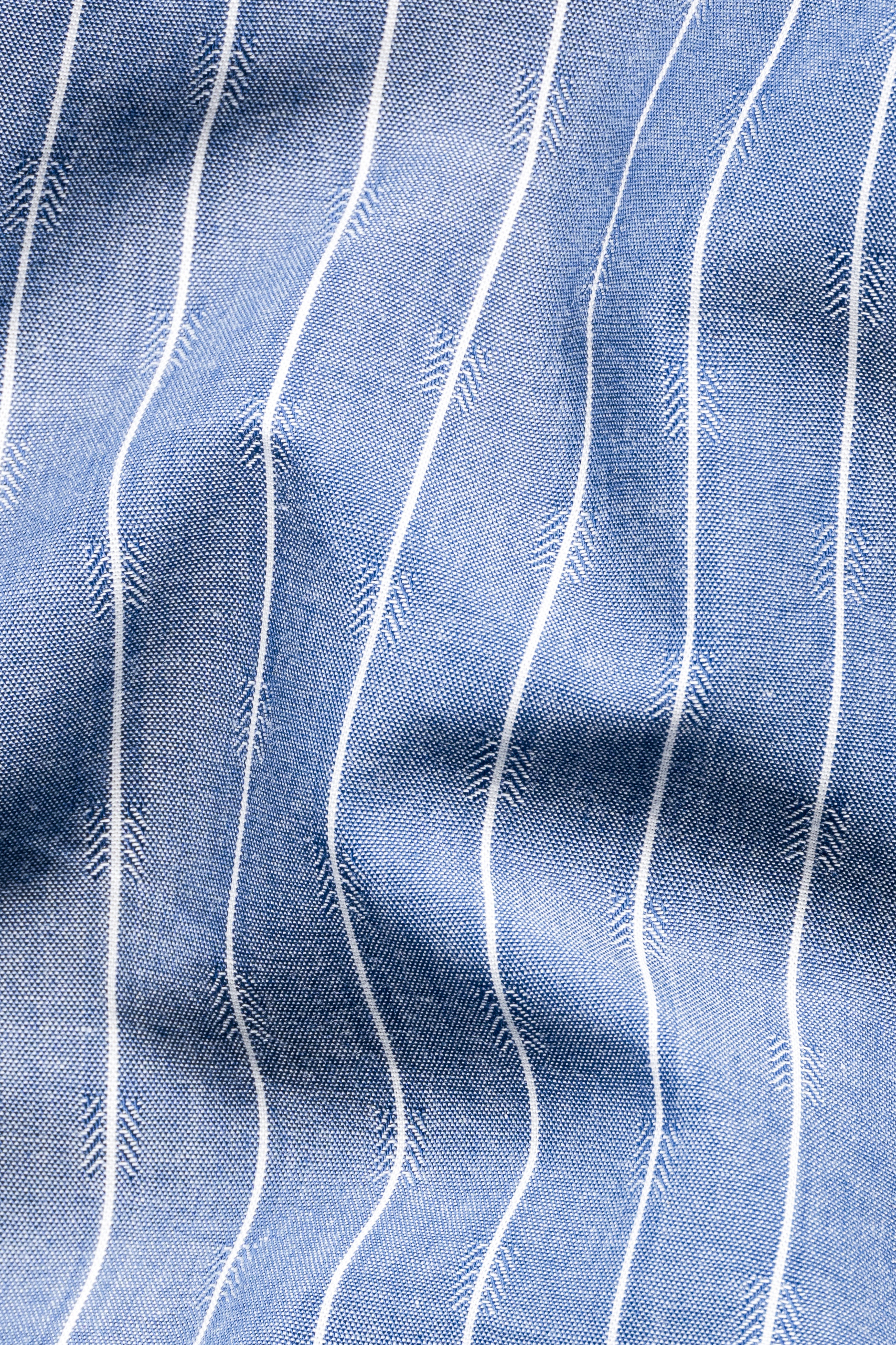 Waikawa Blue and White Striped Dobby Textured Giza Cotton Shorts SR377-28, SR377-30, SR377-32, SR377-34, SR377-36, SR377-38, SR377-40, SR377-42, SR377-44