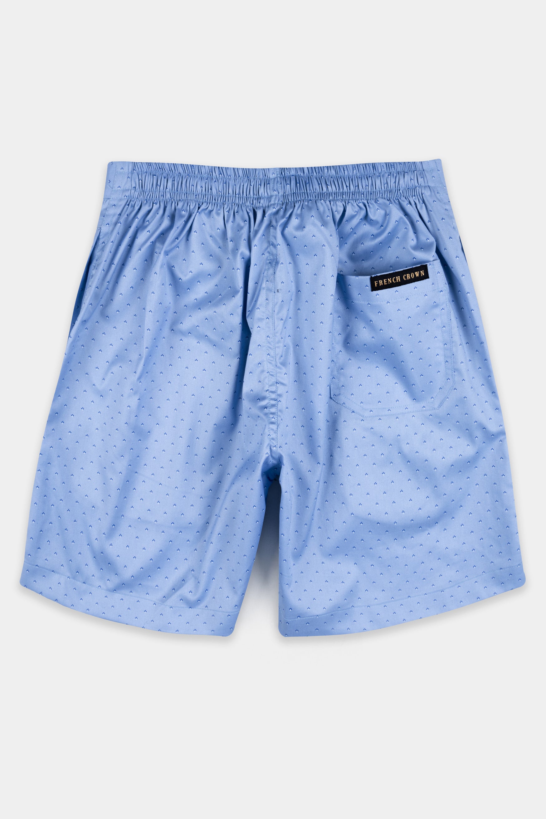 Glacier Blue Printed Twill Premium Cotton Shorts SR385-28, SR385-30, SR385-32, SR385-34, SR385-36, SR385-38, SR385-40, SR385-42, SR385-44