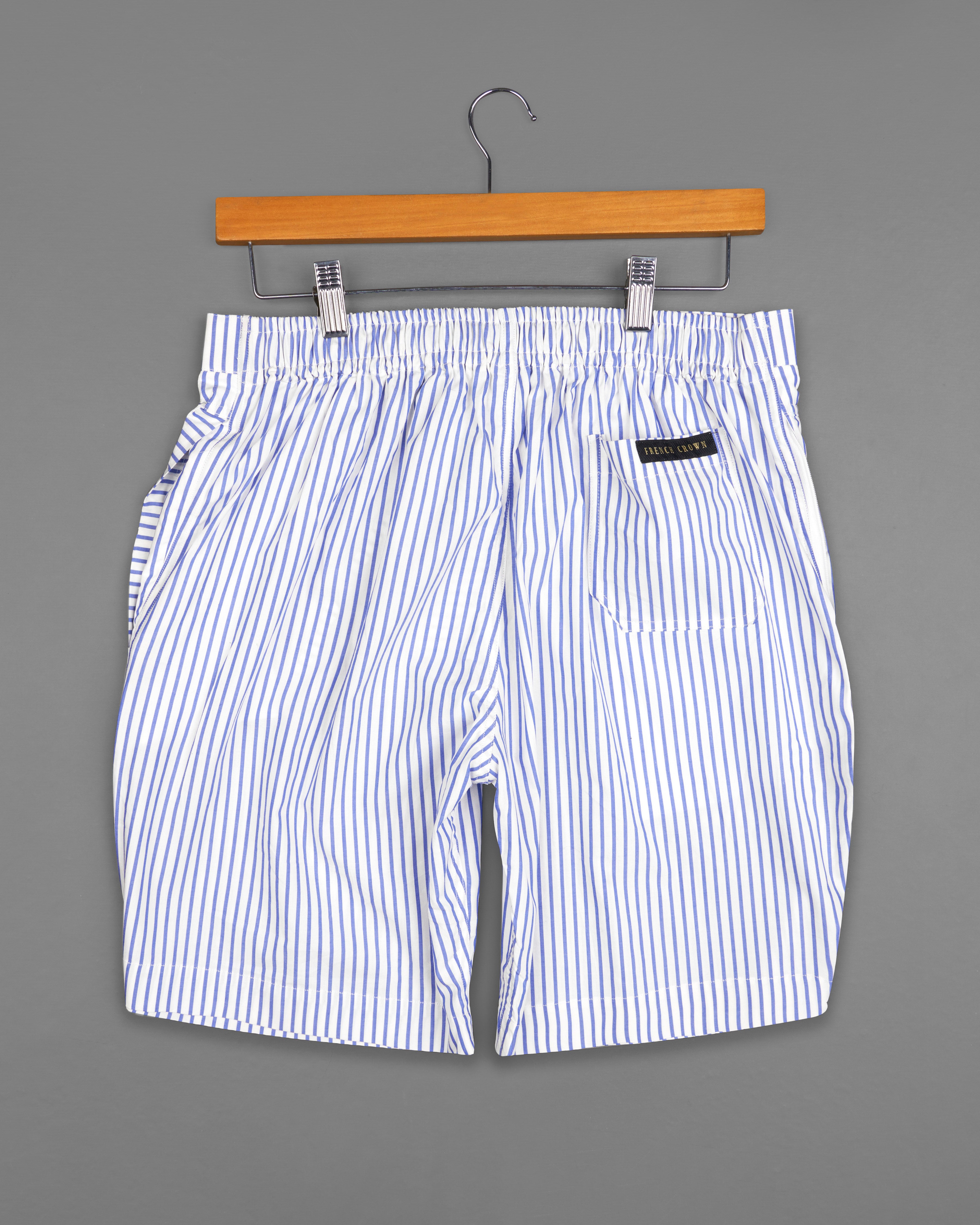 Bright White and Scampi Blue Striped Premium Cotton Shorts SR251-28, SR251-30, SR251-32, SR251-34, SR251-36, SR251-38, SR251-40, SR251-42, SR251-44