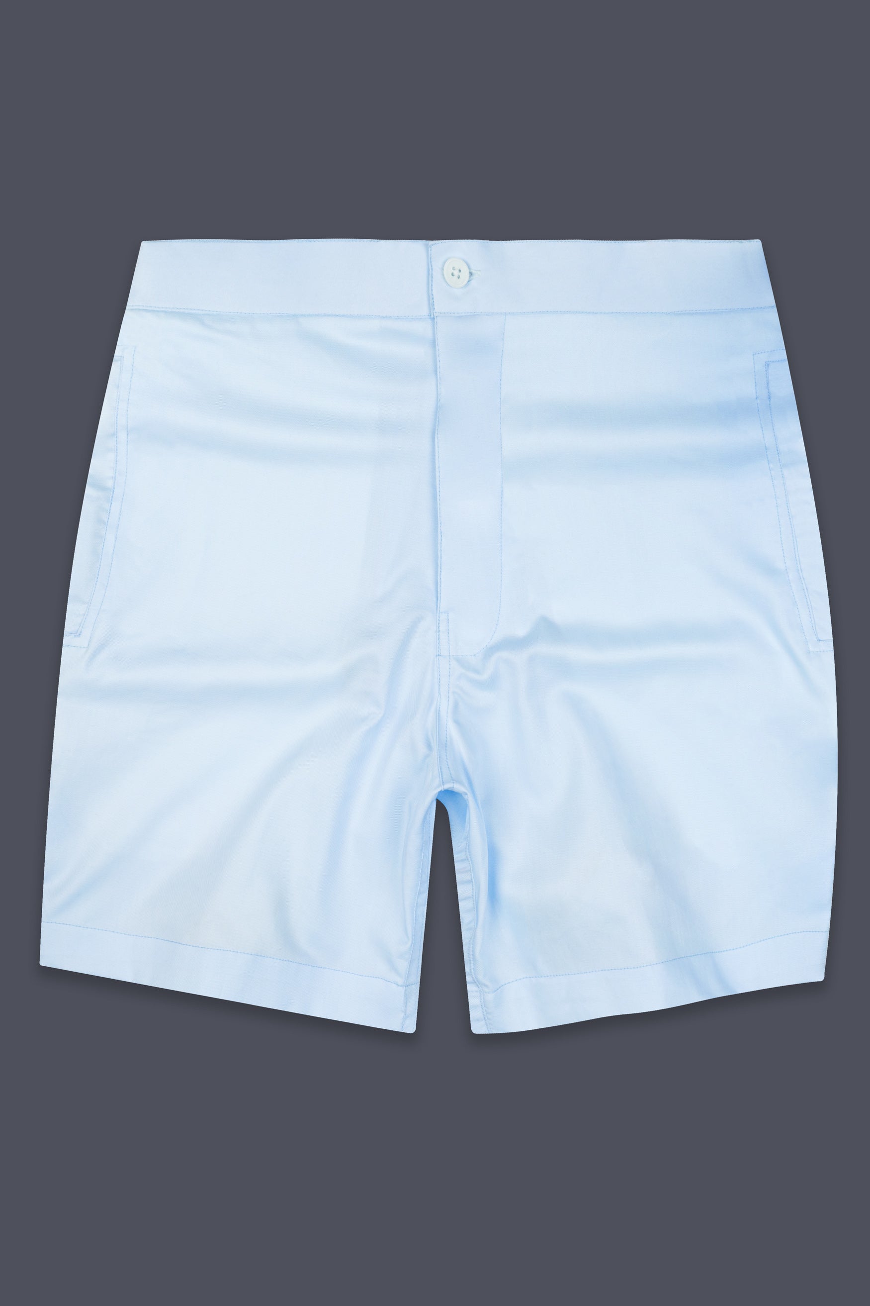 Cloudy Blue Twill Premium Cotton Shorts