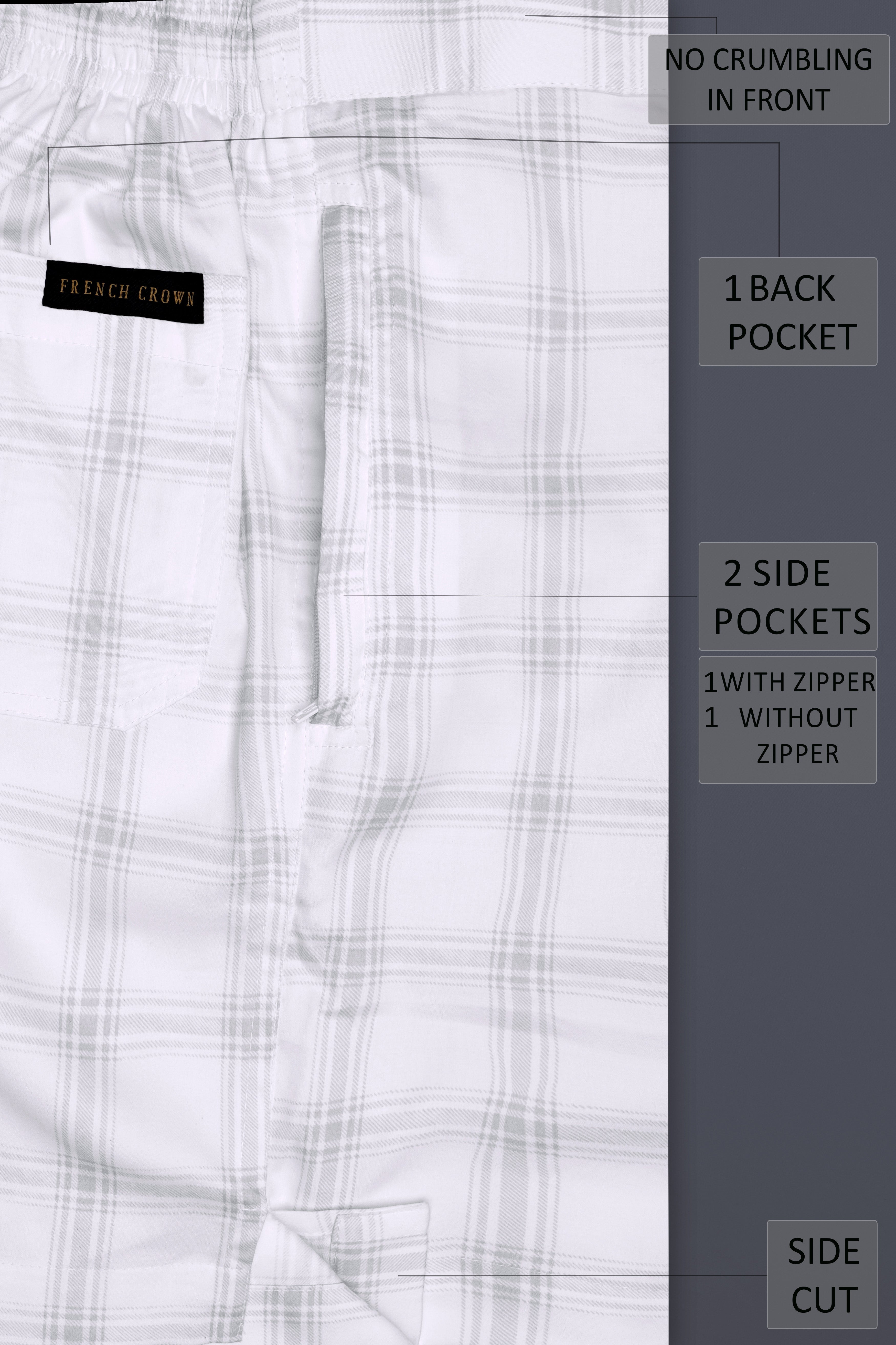 Mercury Gray Plaid Subtle Sheen Super Soft Premium Cotton Shorts