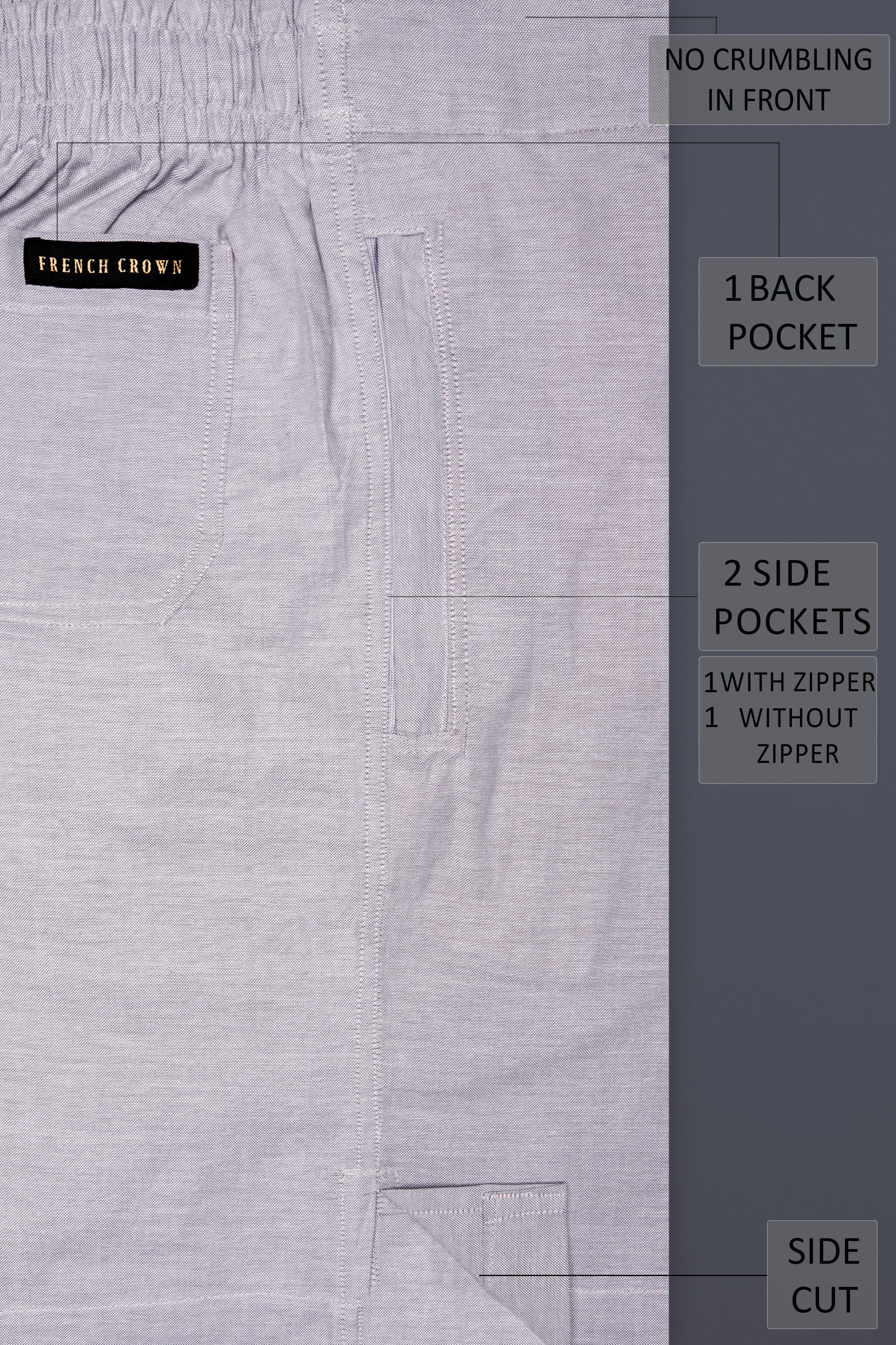 Shafton-London Hue Gray Solid Oxford Premium Cotton Shorts