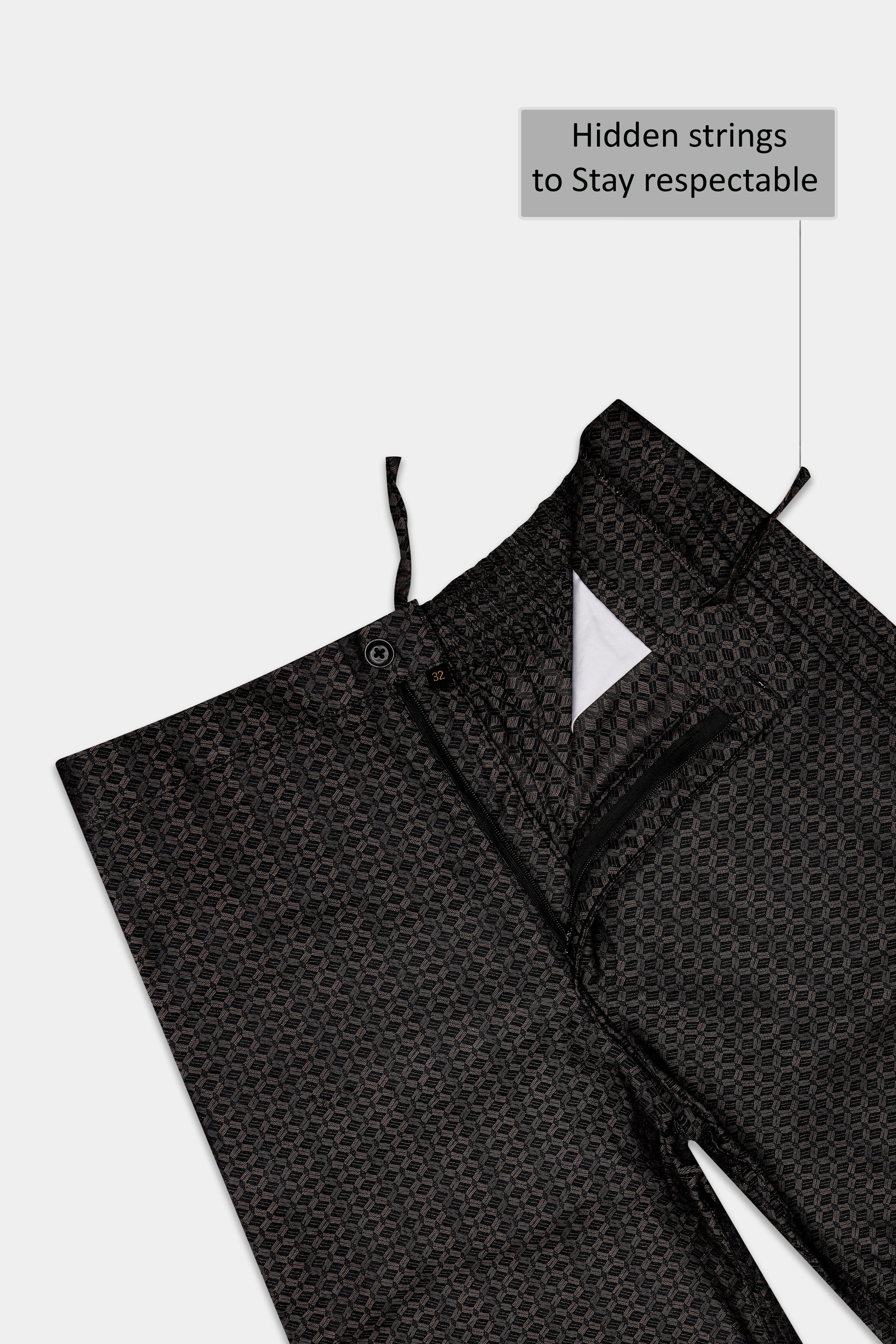 Jacrid-Iridium Gray Jacquard Textured Giza Cotton Shorts