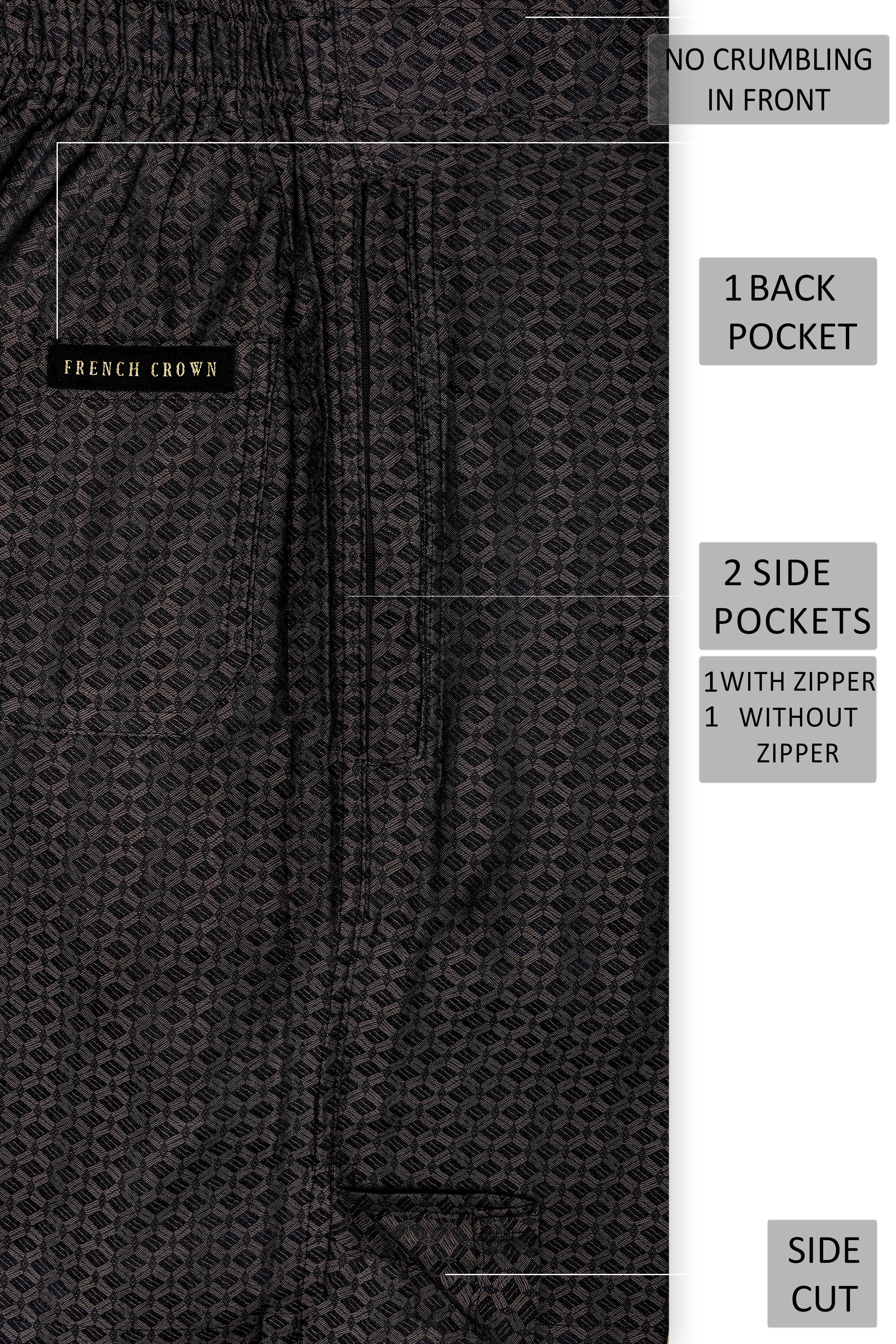 Jacrid-Iridium Gray Jacquard Textured Giza Cotton Shorts