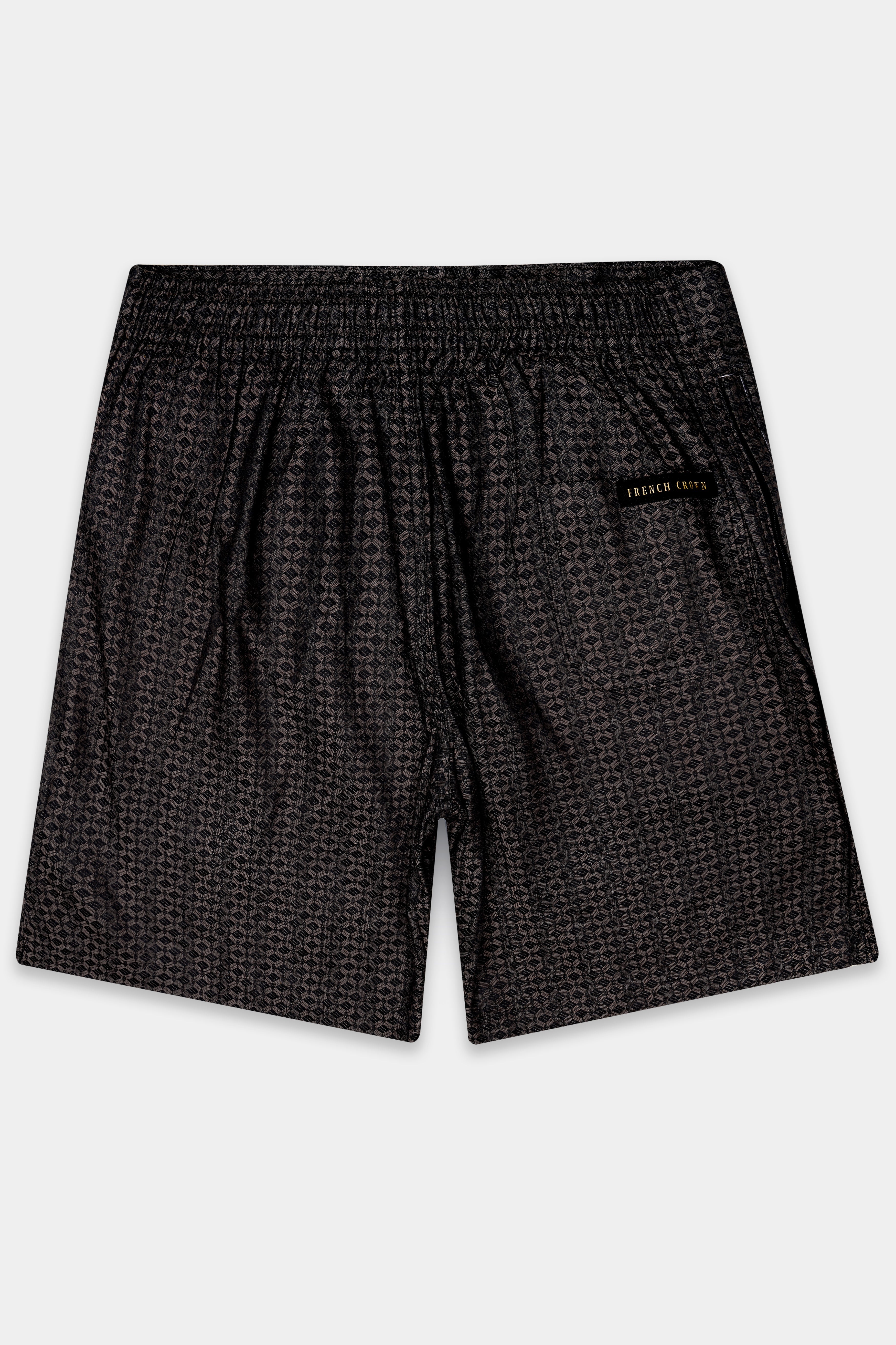 Jacrid-Iridium Gray Jacquard Textured Giza Cotton Shorts