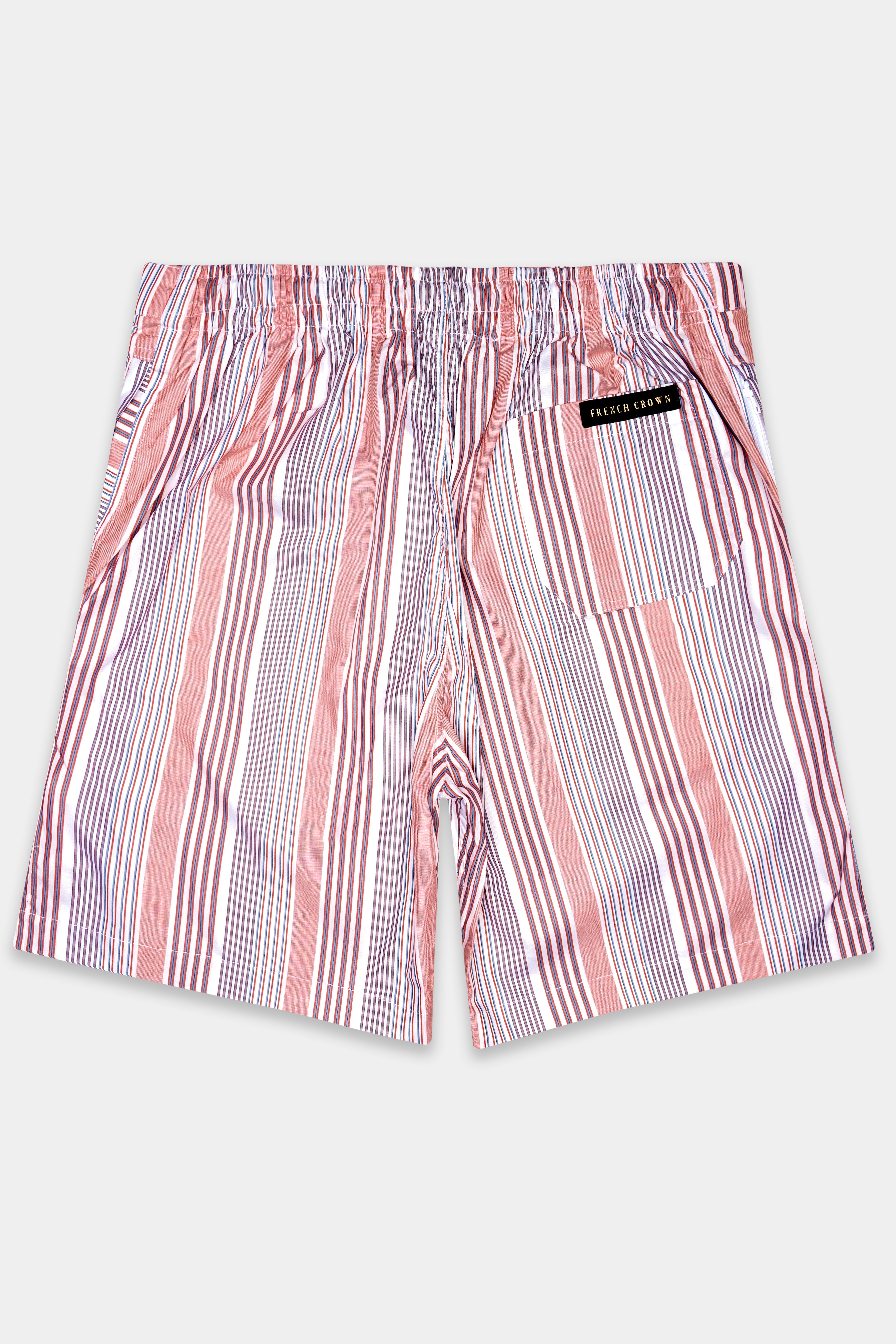 Turstrip-Turkish Perch And Bright White Striped Premium Cotton Shorts