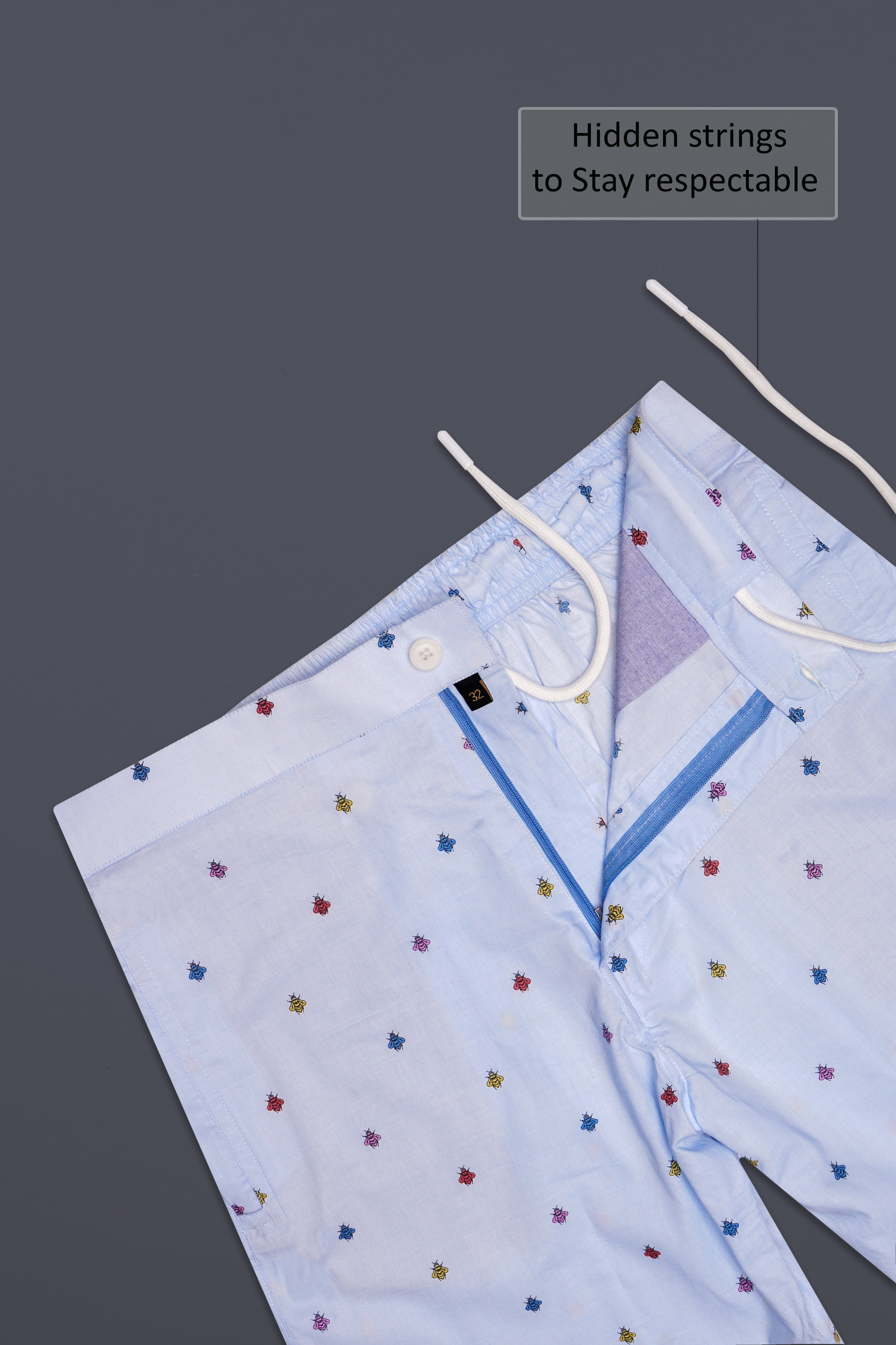 Buzzink-Mischka Blue insects Printed Premium Cotton Shorts