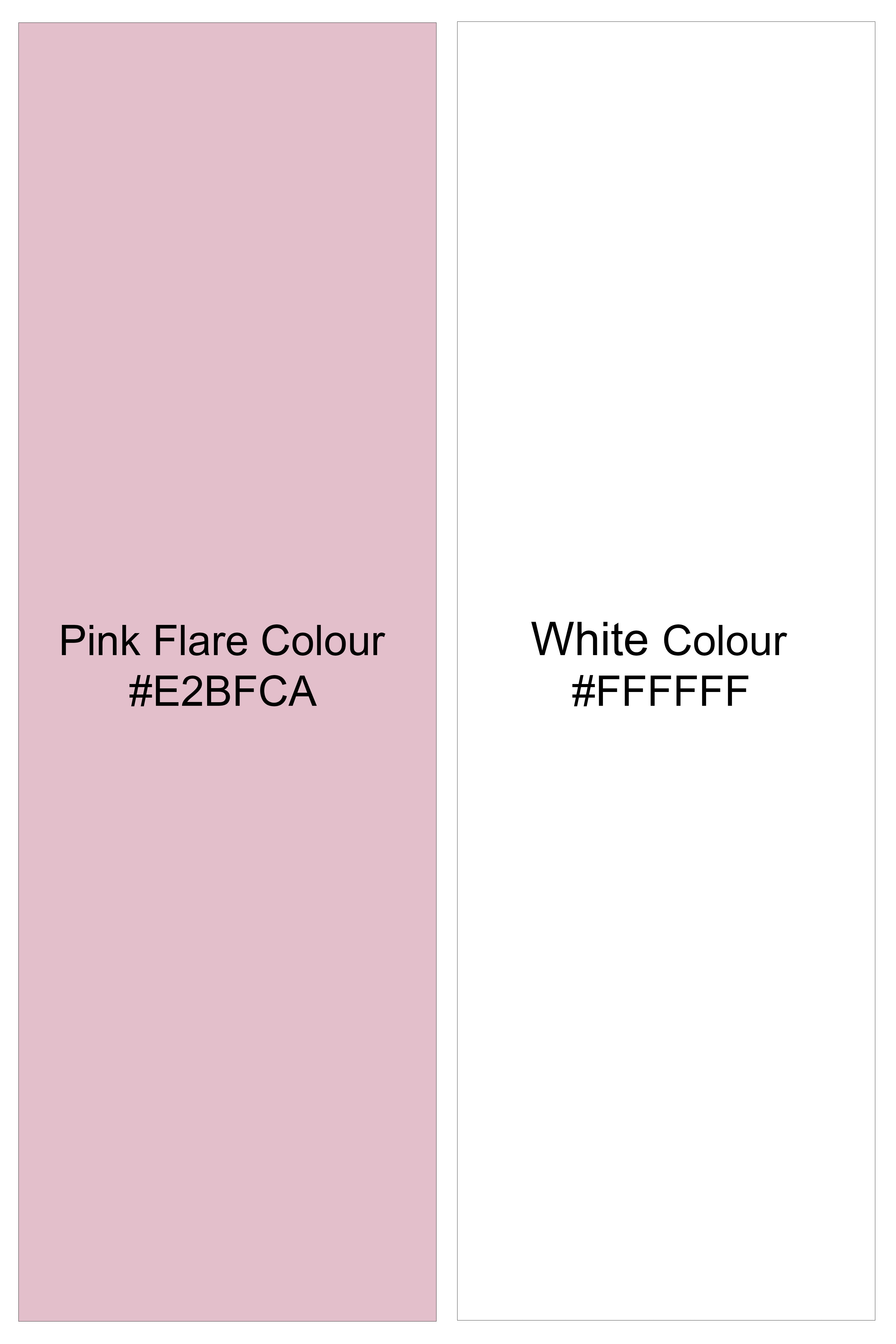 Petaline-Flare Pink And Bright White Striped Twill Super Soft Premium Cotton Shorts
